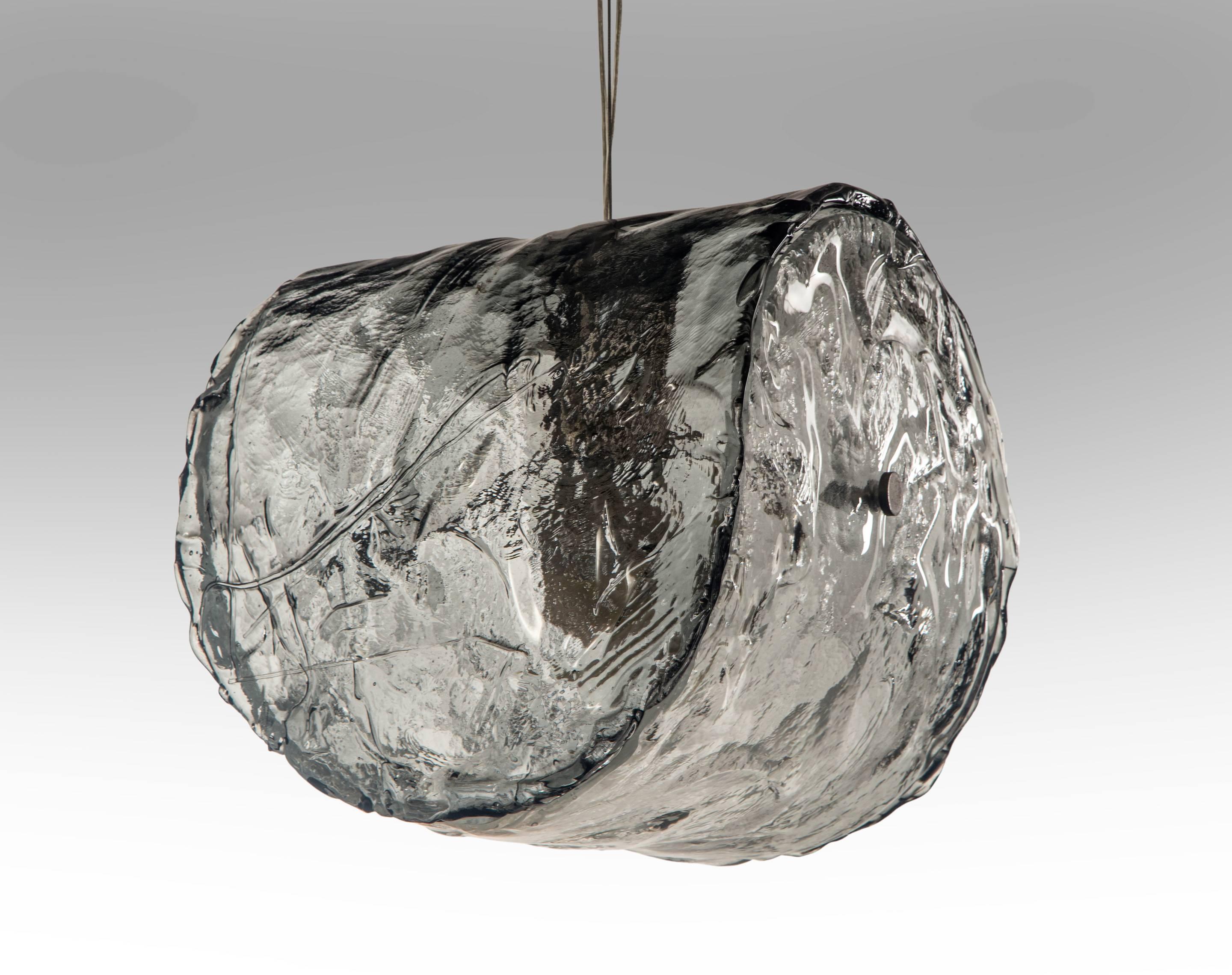 Carlo Nason for Mazzega, Pair of Murano Glass and Steel Pendants (20. Jahrhundert)