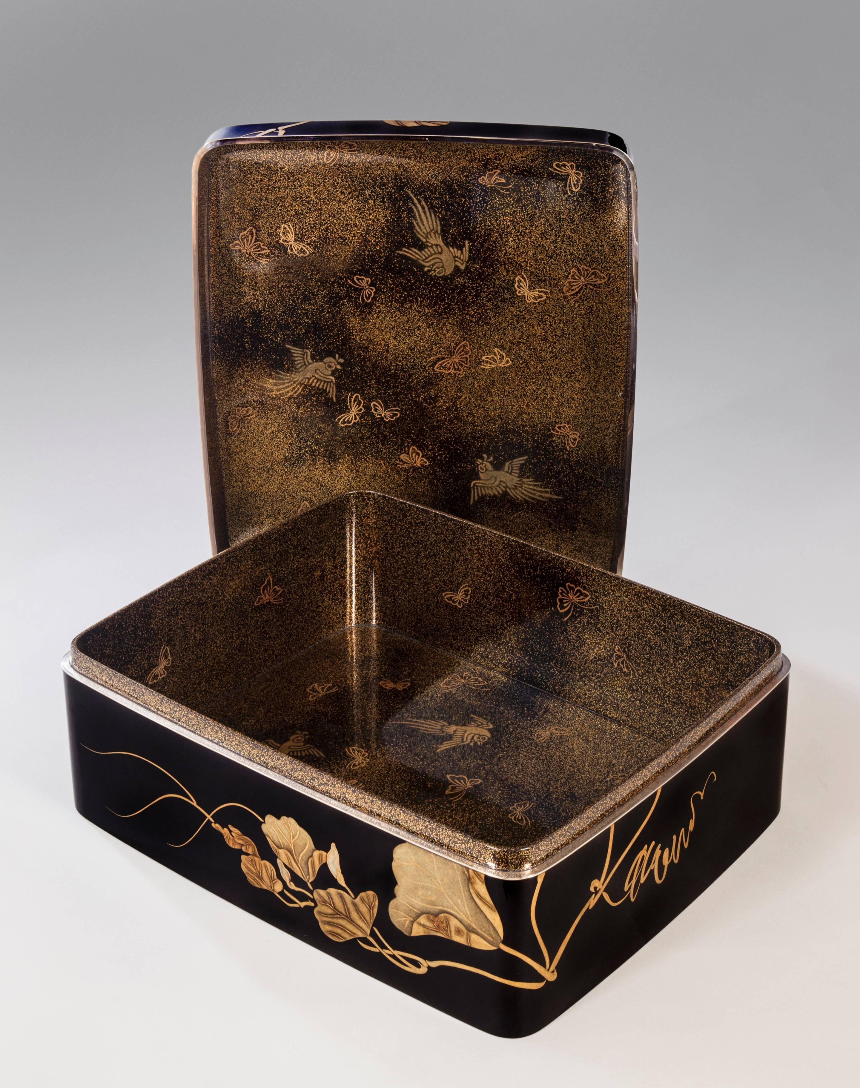 Gyokuho, A Large Japanese Black and Gilt Lacquer Document Box (Bunko) (Taisho)