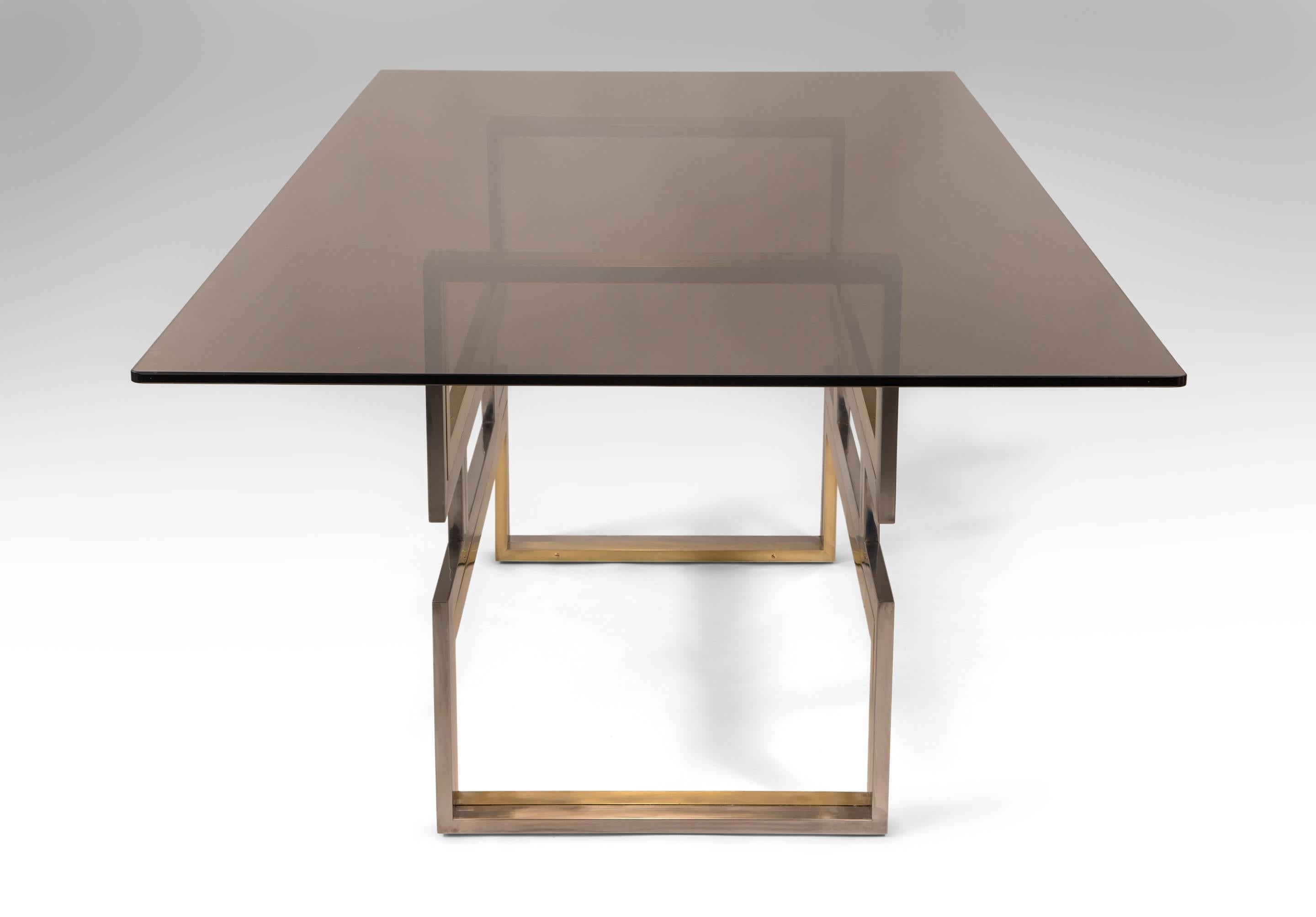 Romeo Rega, Exceptional Italian Chrome and Brass Dining / Center Table In Good Condition For Sale In New York, NY