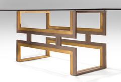 Romeo Rega, Exceptional Italian Chrome and Brass Dining / Center Table