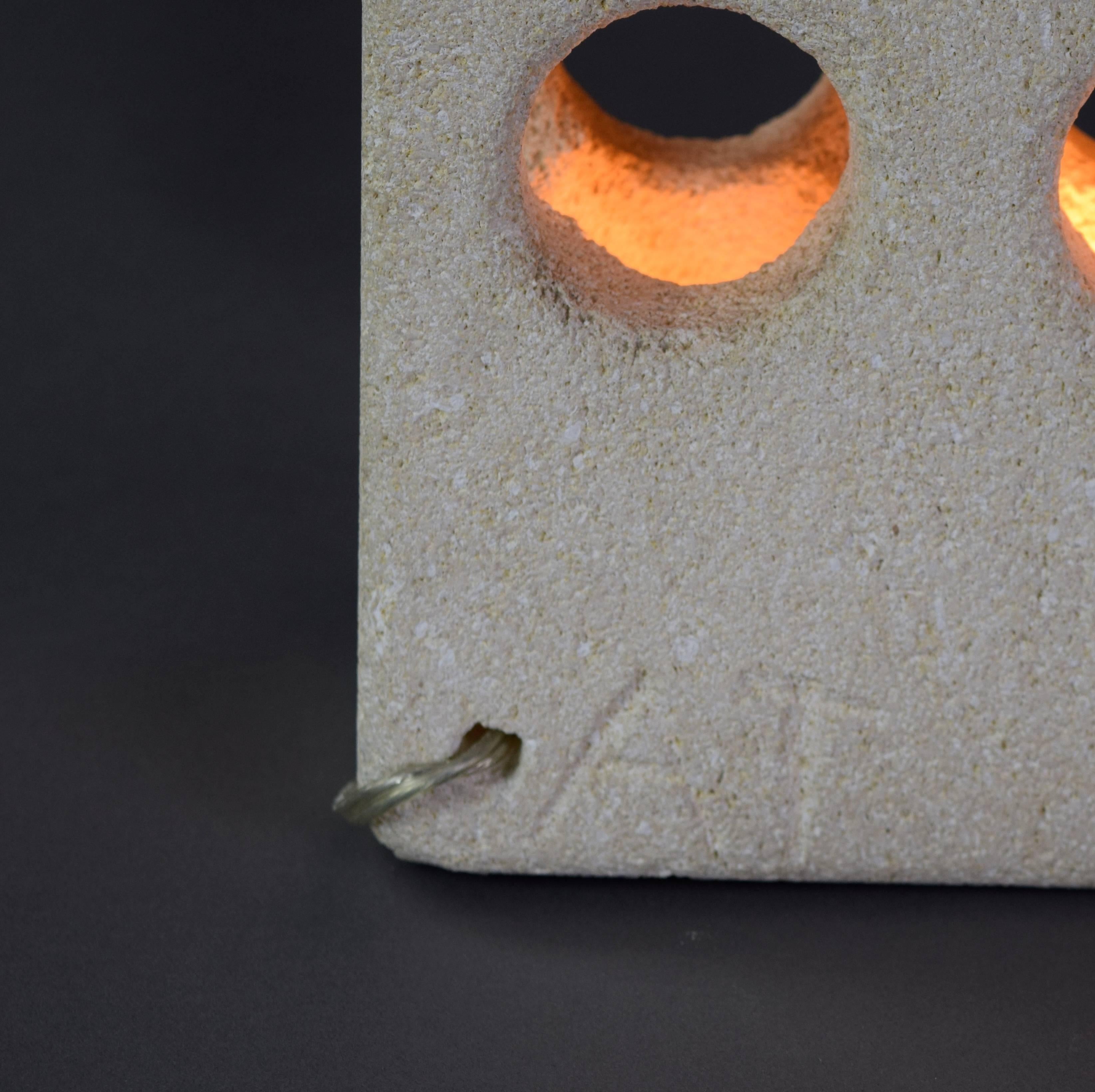 20th Century Alfred Tormos, A French Perforated Limestone Lamp 