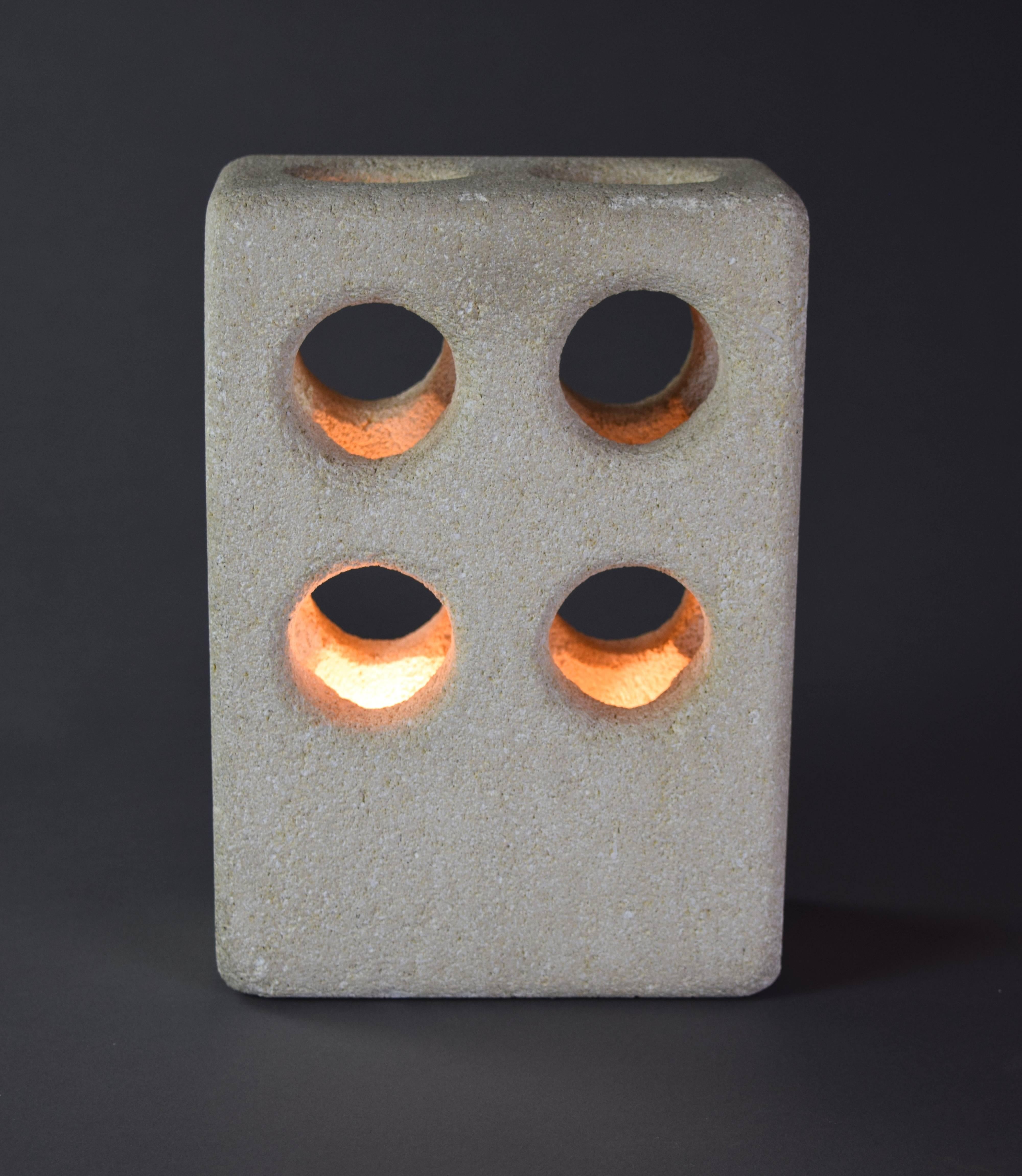Mid-Century Modern Alfred Tormos, A French Perforated Limestone Lamp 