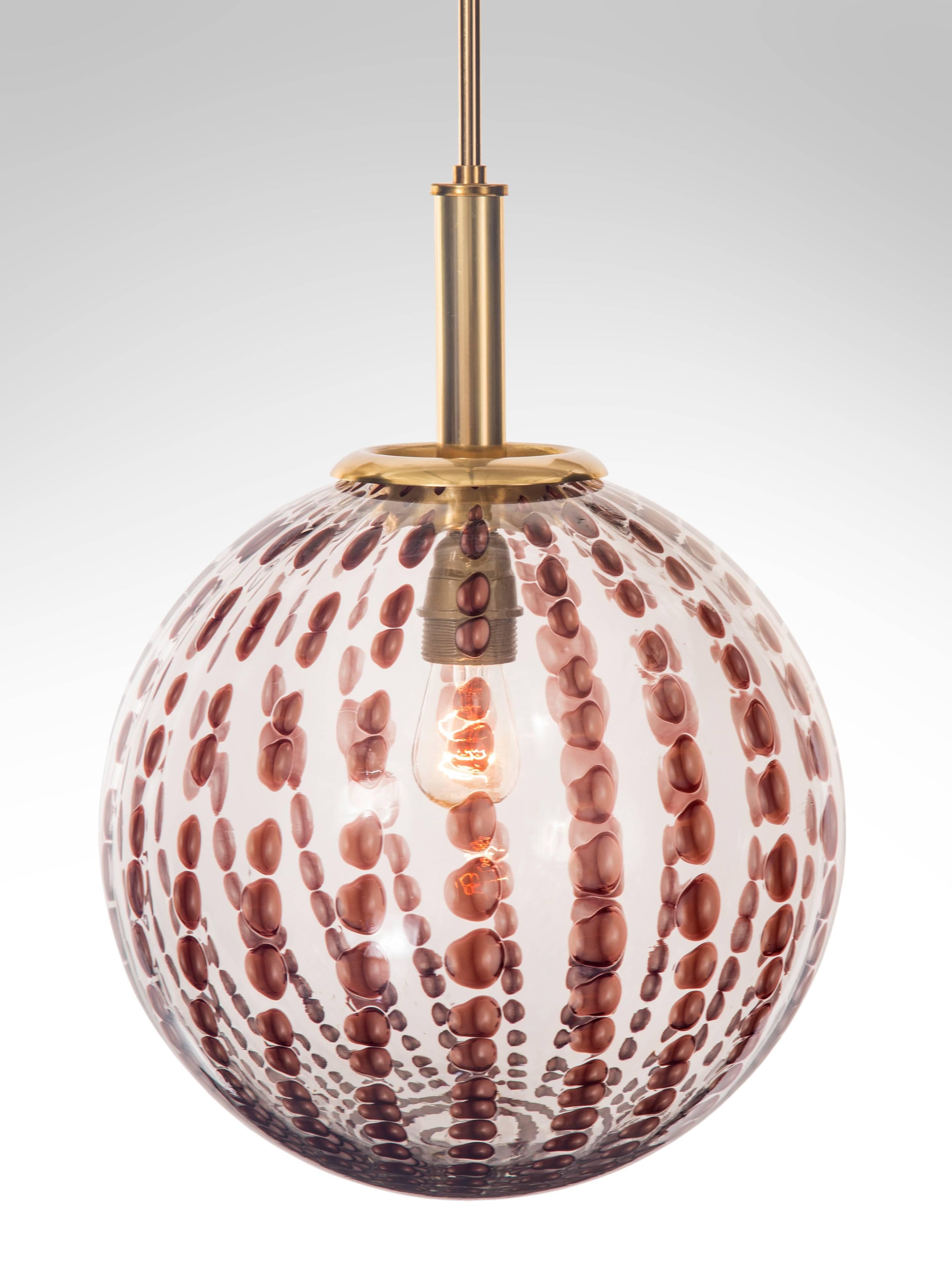 Modern Murano Hand-Blown Murrine Glass and Brass Chandelier