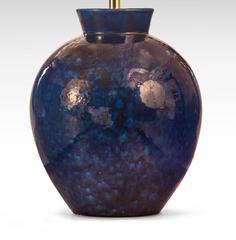 Kähler, Danish Cobalt Glazed Ceramic Vase, Now A Lamp