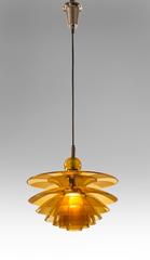 Poul Henningsen, Rare Danish Amber Glass Septima 4 Chandelier