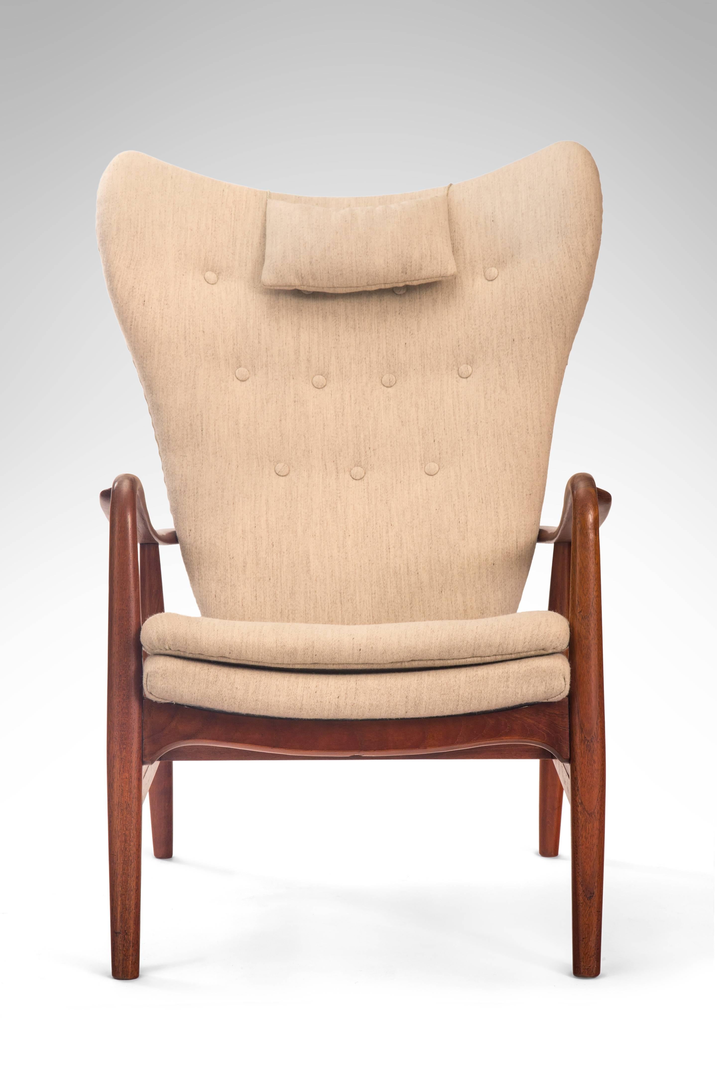Ib Madsen, Danish Upholstered Teak Framed Lounge Armchair In Good Condition In New York, NY