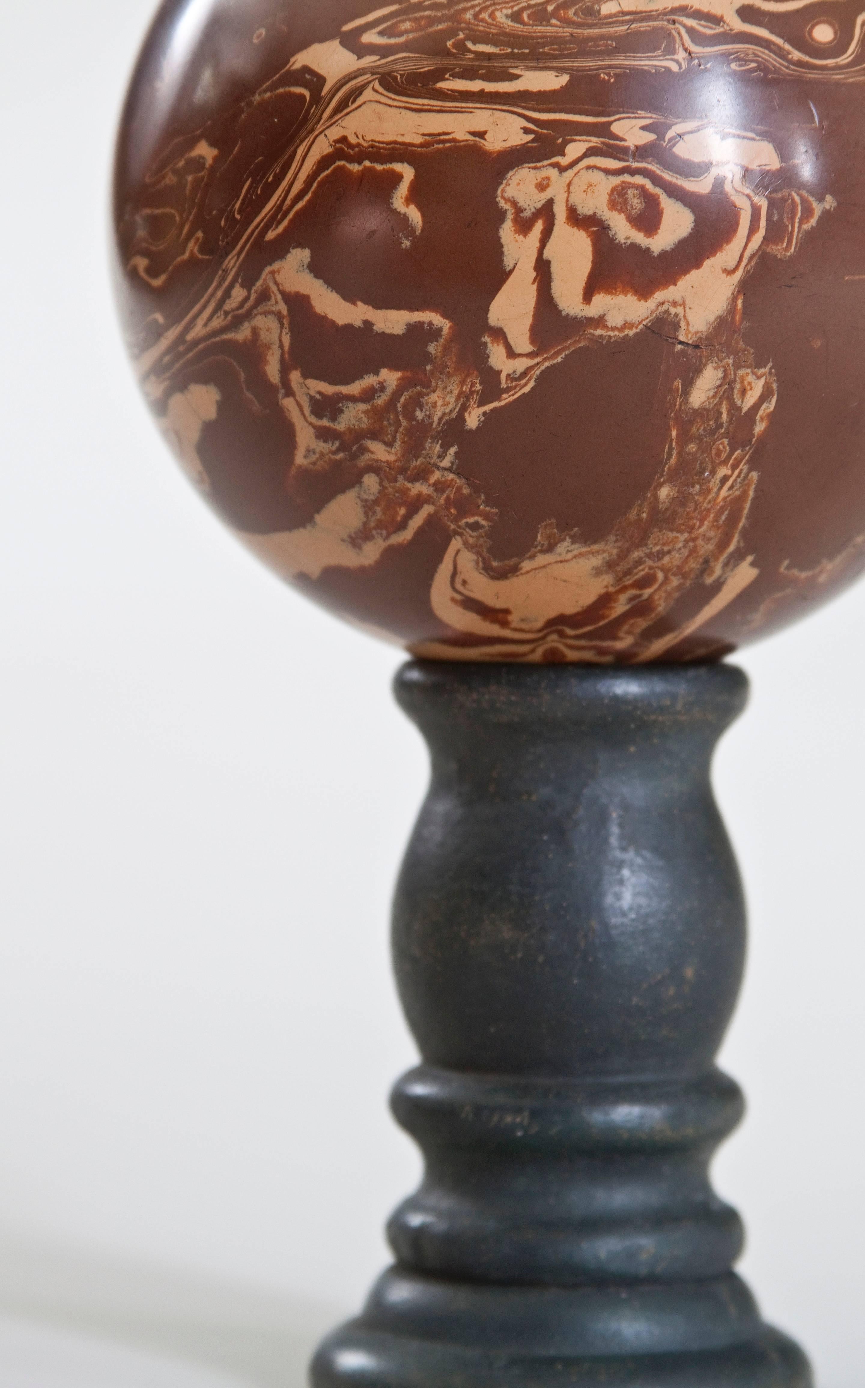 Neoclassical Continental European Two-Toned Brown Marbleized Sphere For Sale