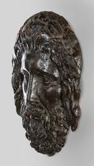 Continental Black Patinated Iron Bas-Relief Mask of Zeus