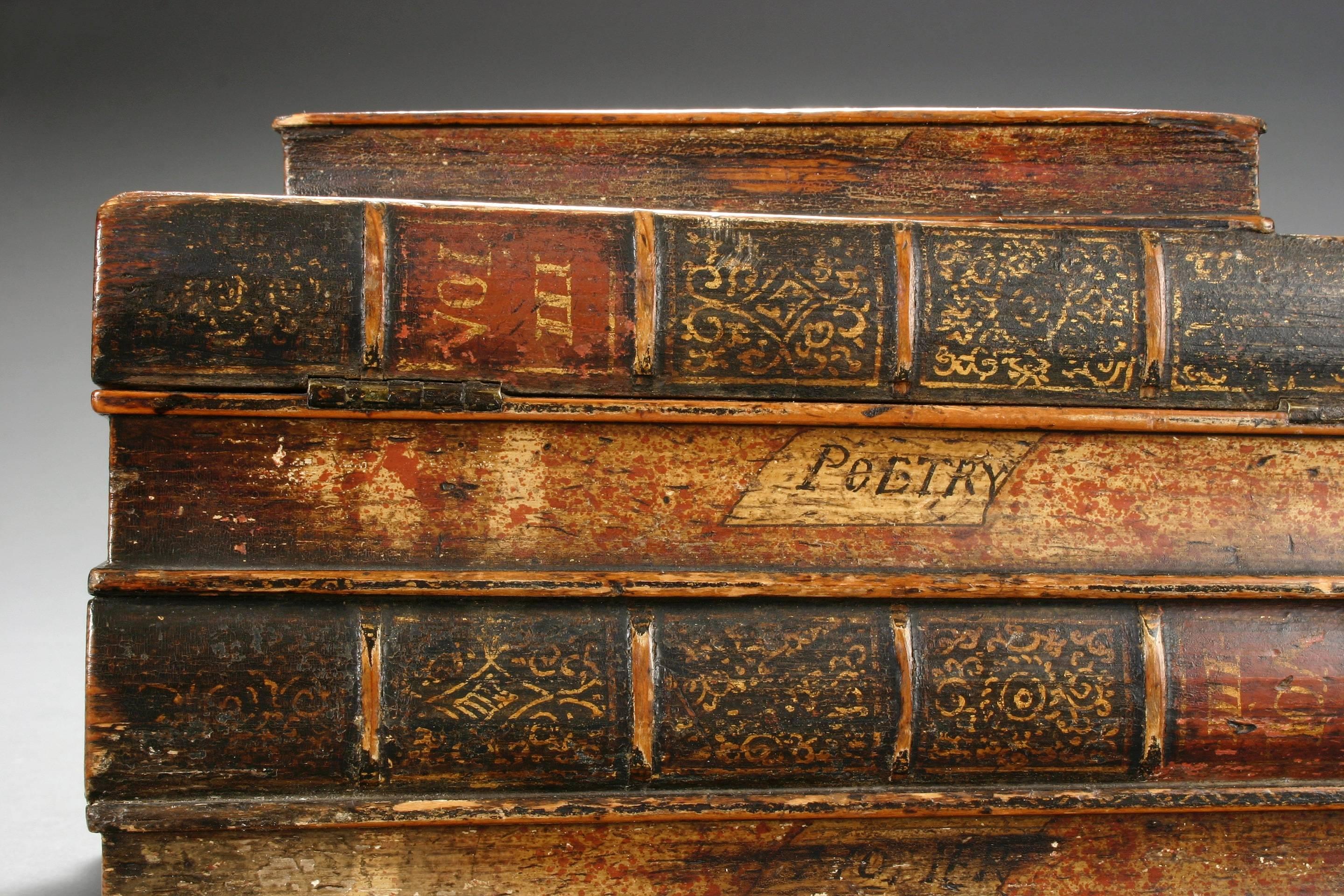 Neoclassical An English Painted Book Form Box Titles including Milton and Poetry For Sale