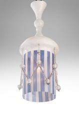 Venini Attributed, Pair of Rare Lattimo and Filigrana Glass Lanterns