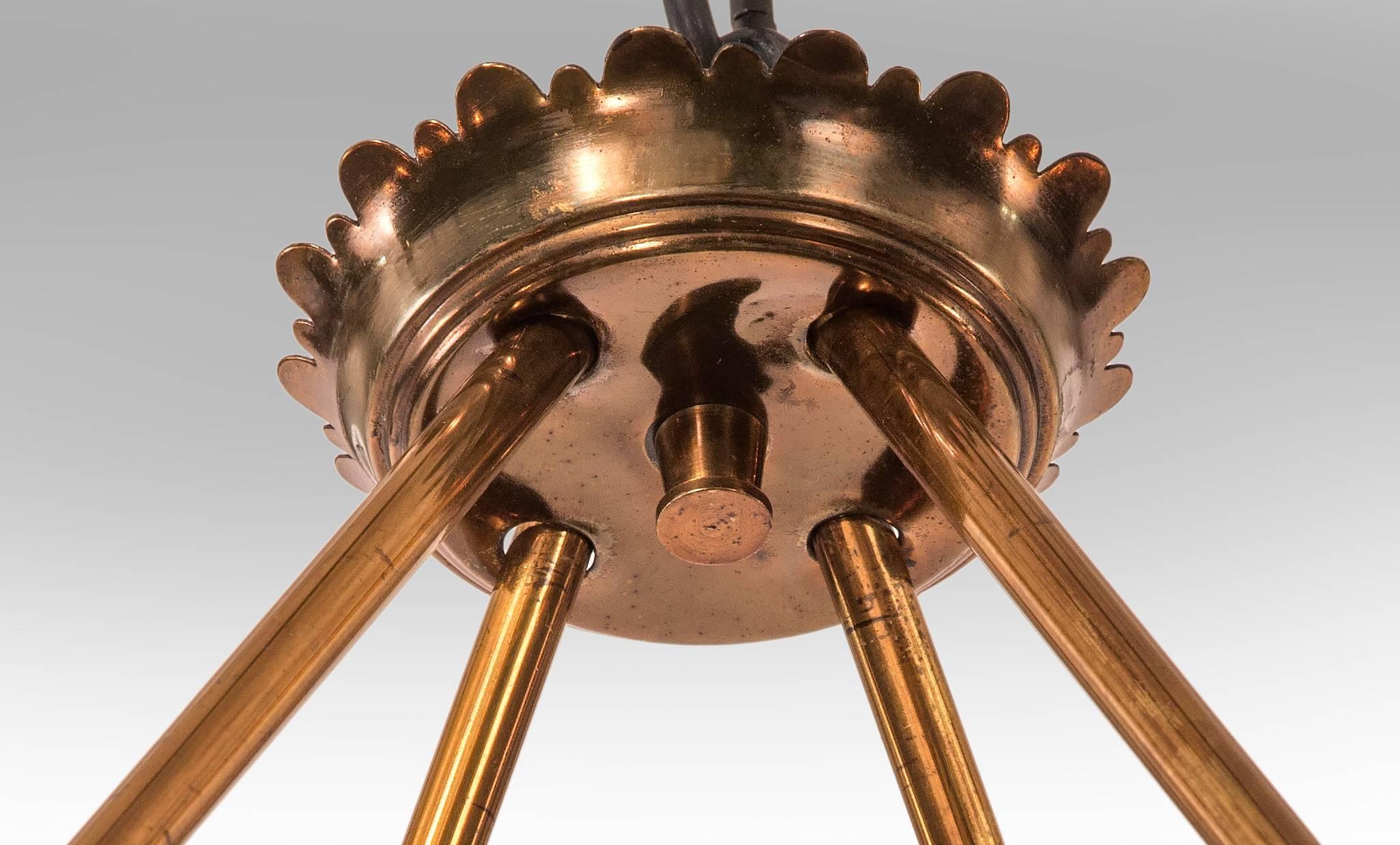 20th Century An Italian Elongated Latticework 8 Light Brass Chandelier