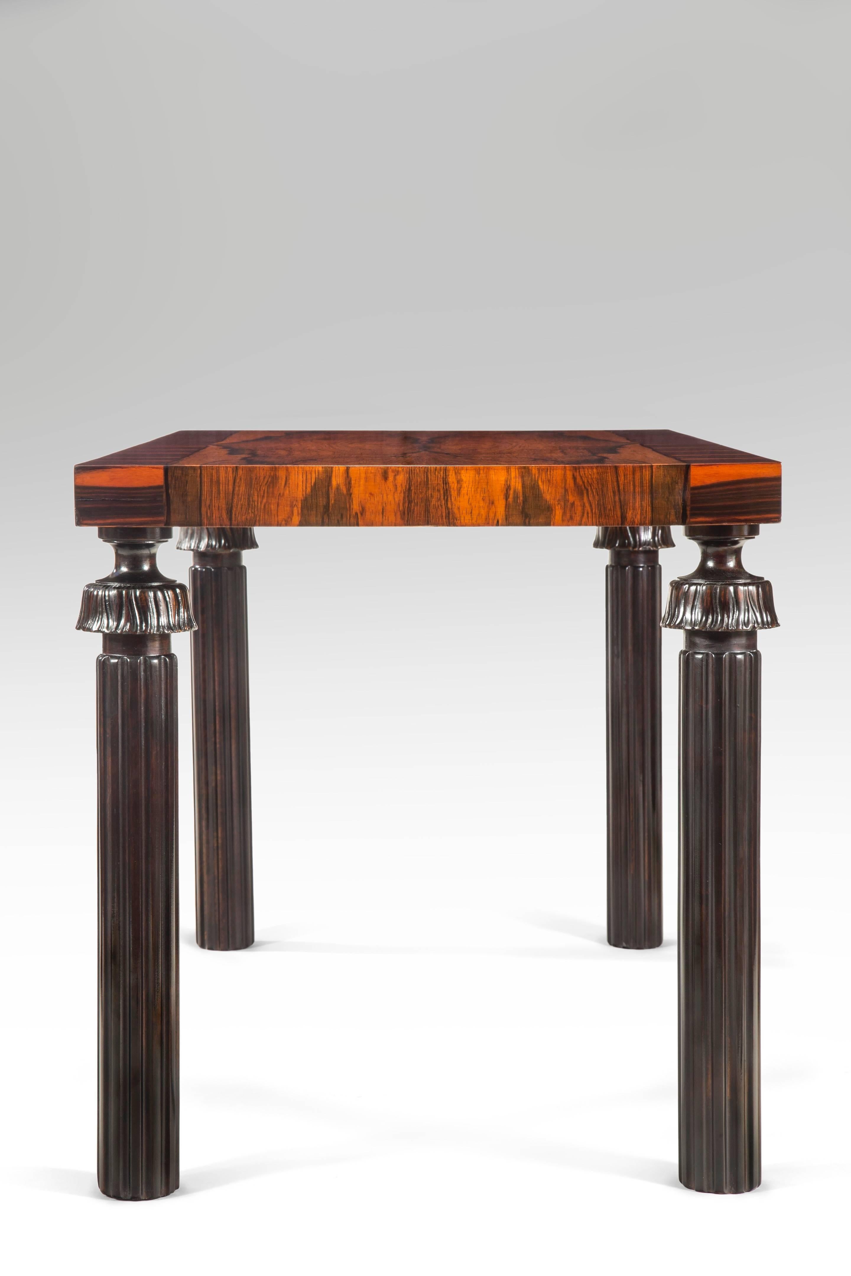Reiners Möbelfabrik, A Swedish Macassar, Palisander and Ebonized Birch Table In Good Condition For Sale In New York, NY