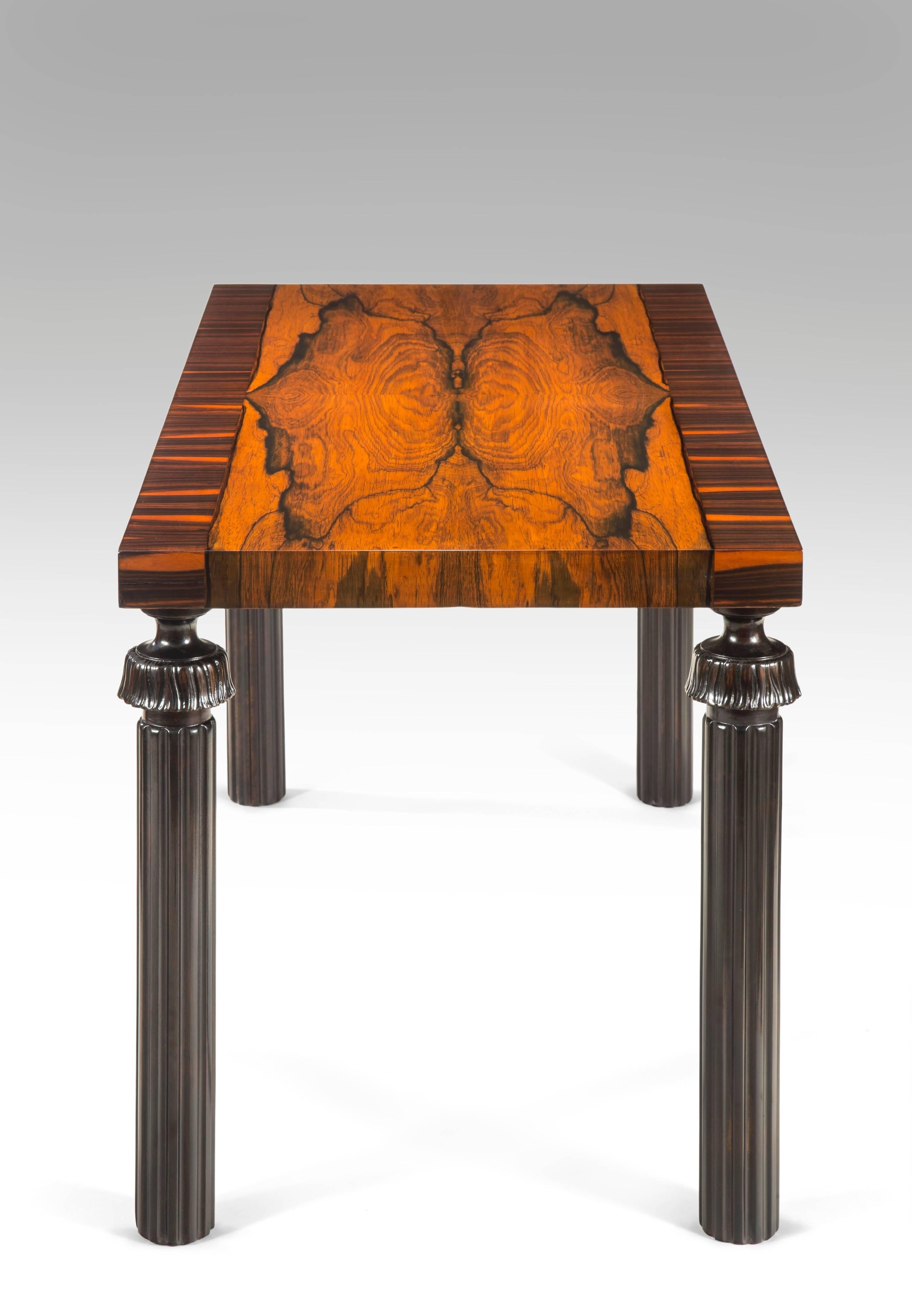 Art Deco Reiners Möbelfabrik, A Swedish Macassar, Palisander and Ebonized Birch Table For Sale