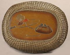 Meiji Period Japanese Woven Copper and Lacquer Basket