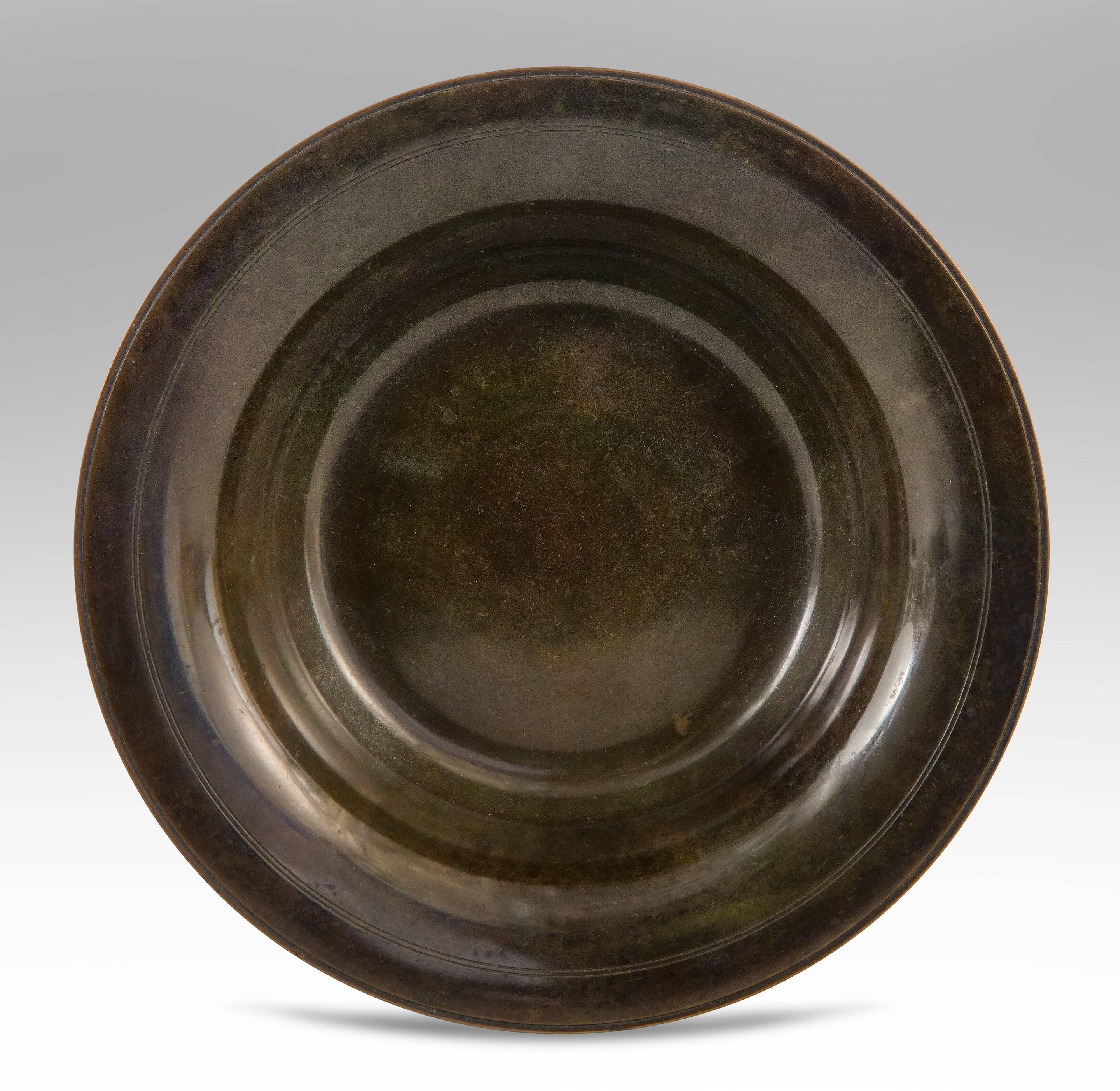 Modern Just Andersen, Danish Shallow Patinated Bronze Bowl