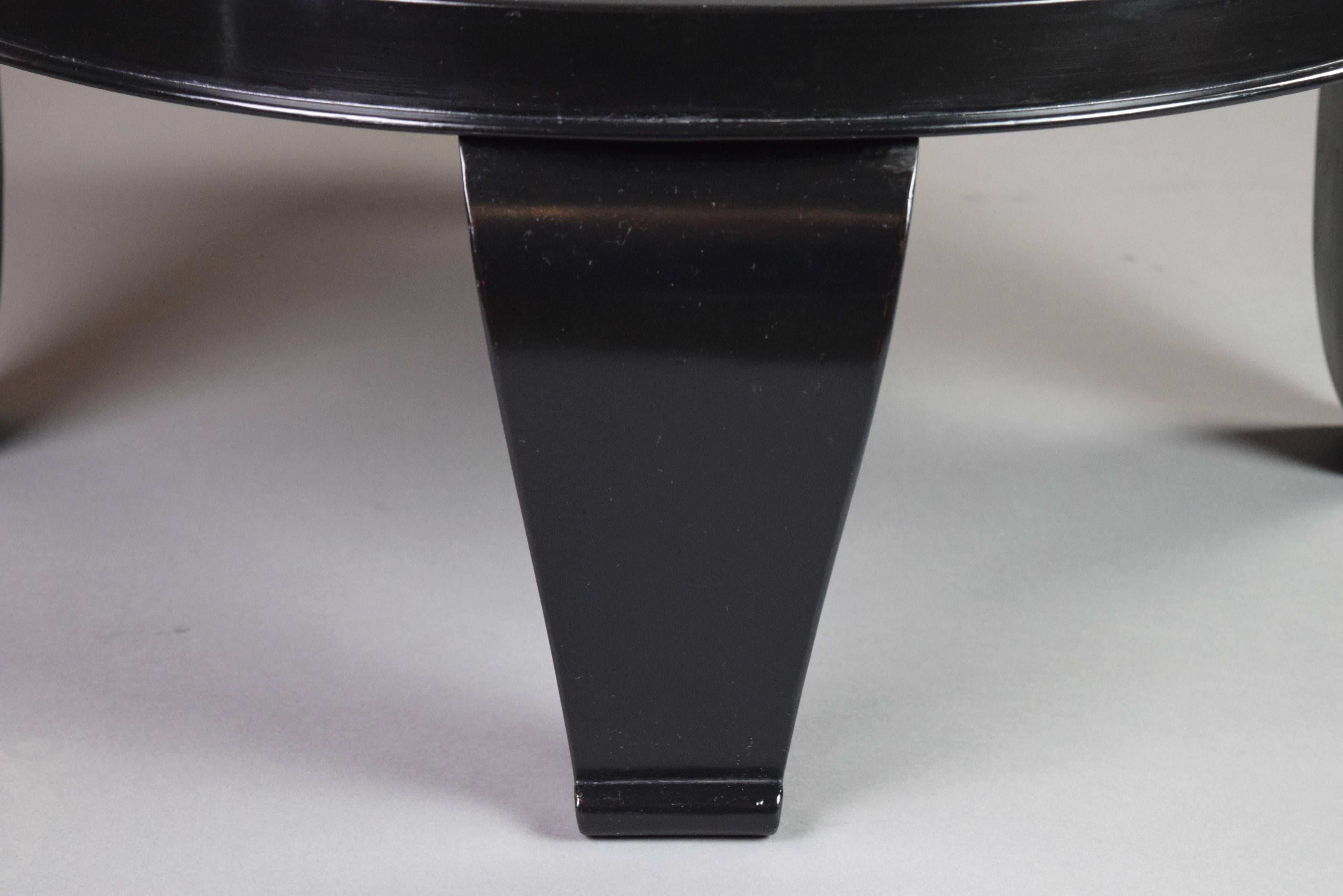 Mid-20th Century Rene Prou Attributed,  French Black Lacquer Coffee Table For Sale