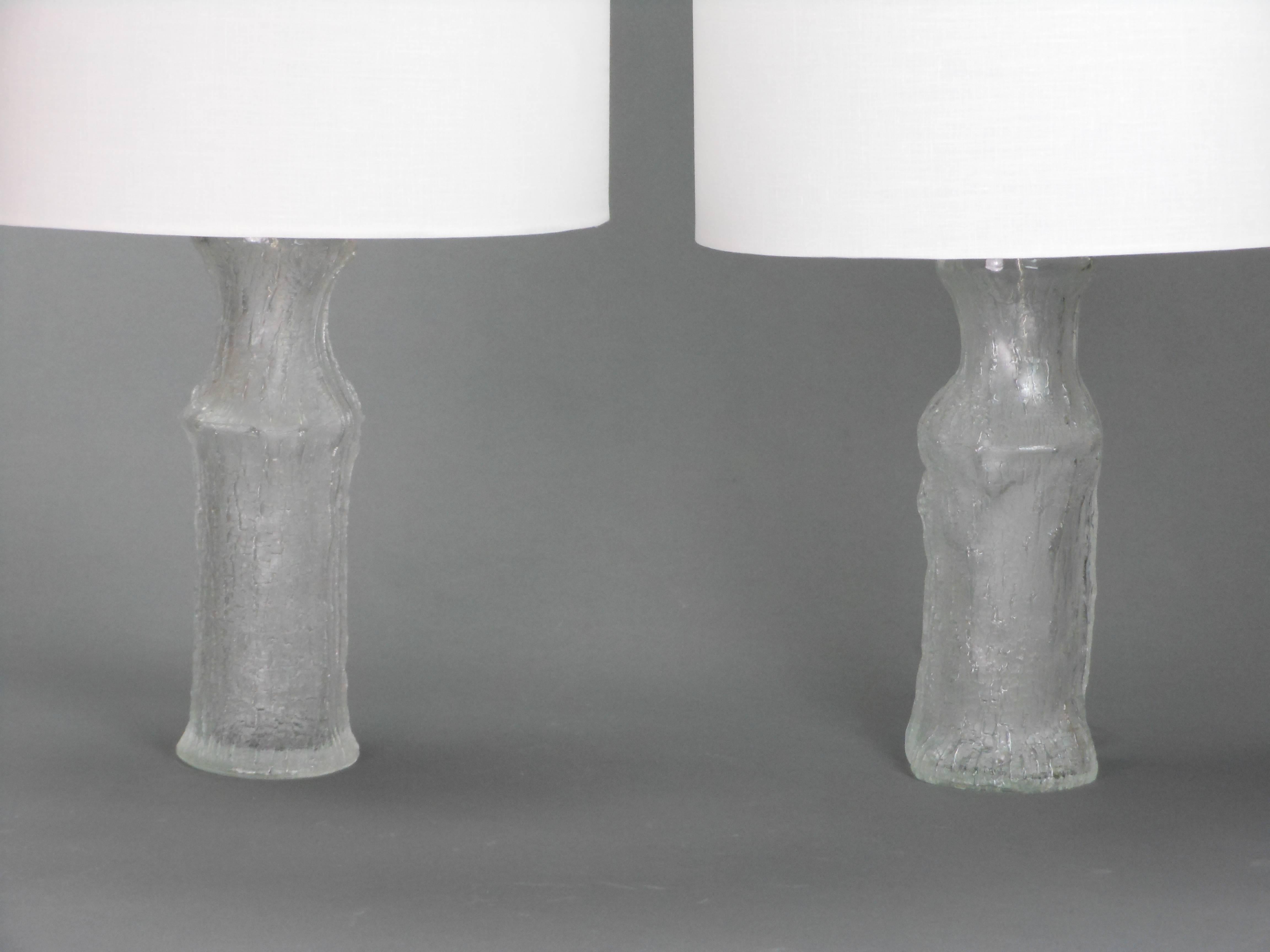 Mid-Century Modern Timo Sarpaneva, Pair of Tree Trunk Form Glass Lamps For Sale