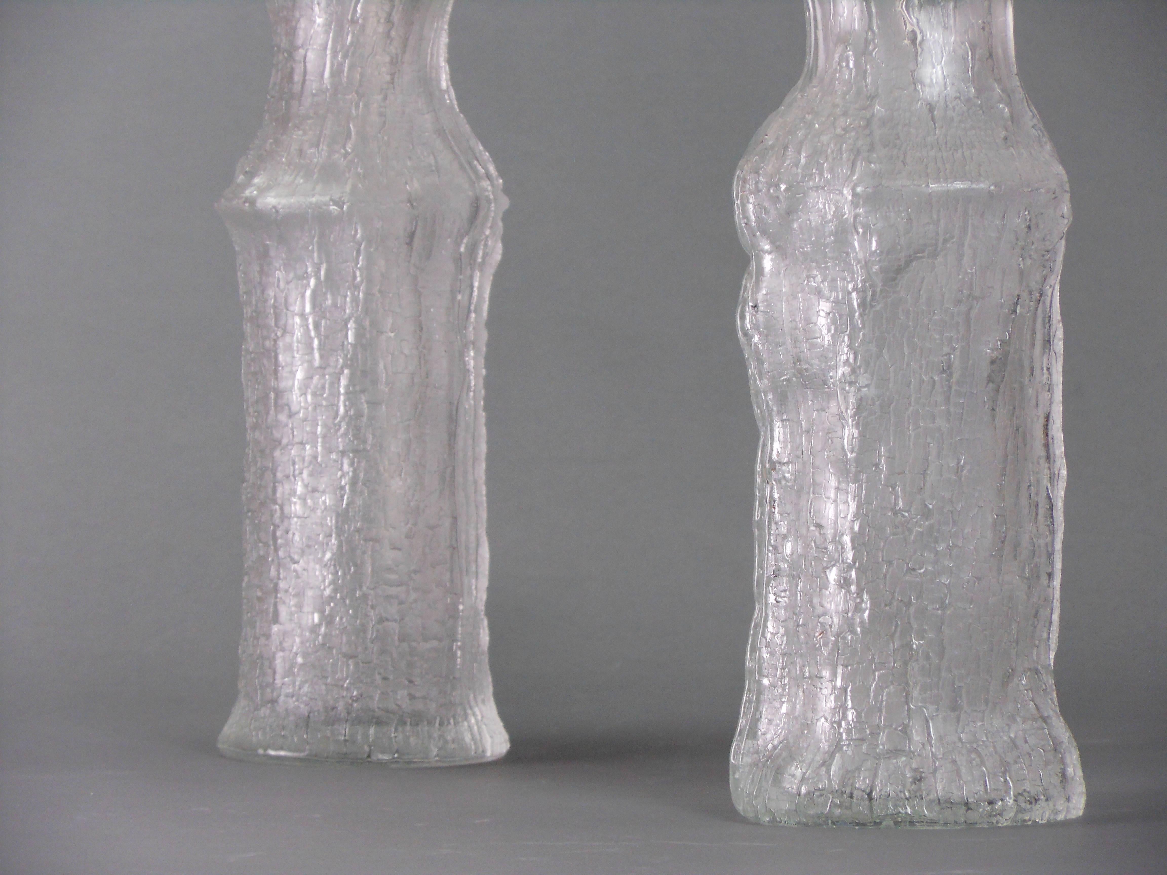 Timo Sarpaneva, Pair of Tree Trunk Form Glass Lamps In Good Condition For Sale In New York, NY