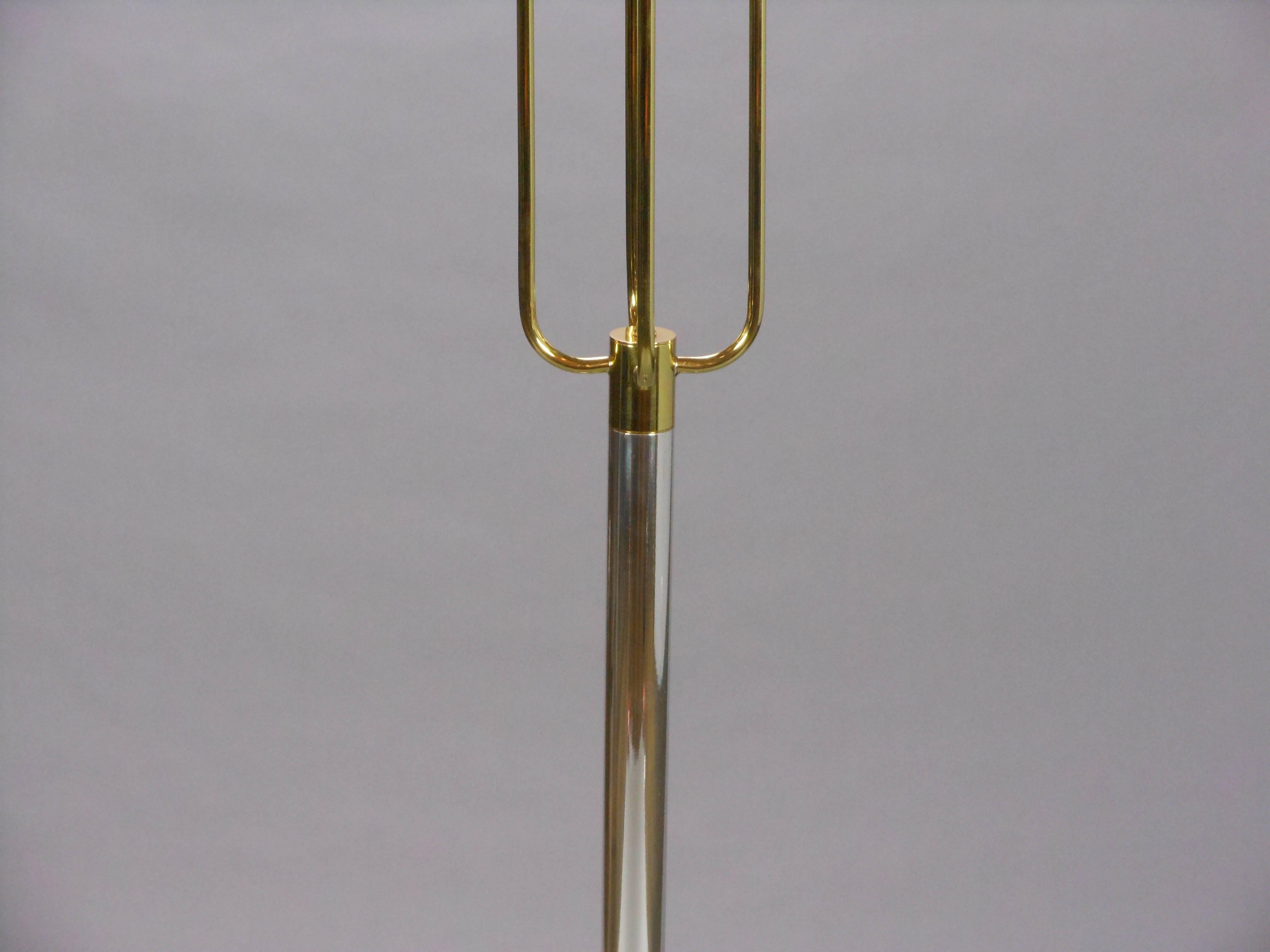20th Century Tommi Parzinger, In the Manner, American Chrome & Brass Standing Lamp For Sale