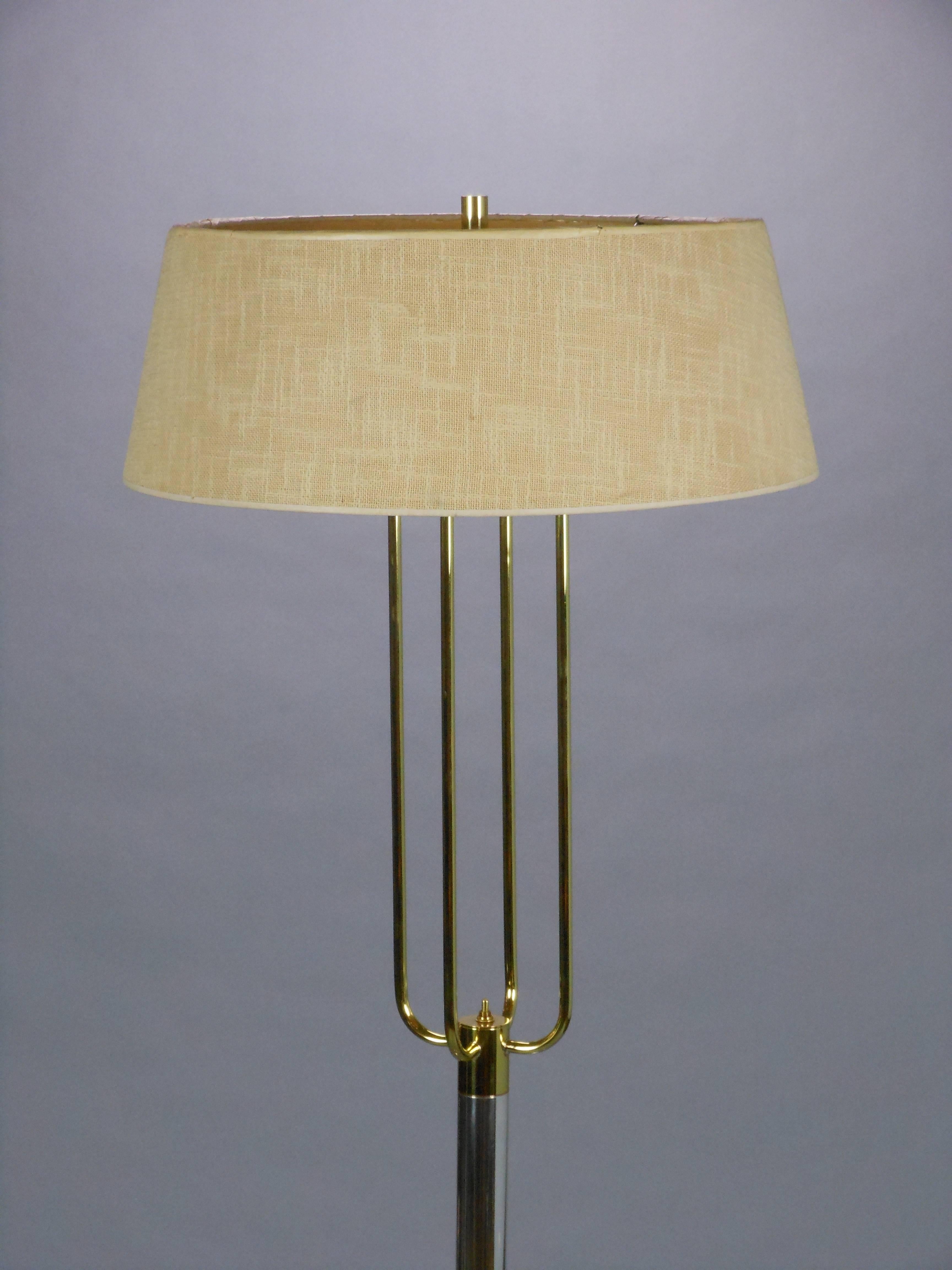 Tommi Parzinger, In the Manner, American Chrome & Brass Standing Lamp For Sale 1