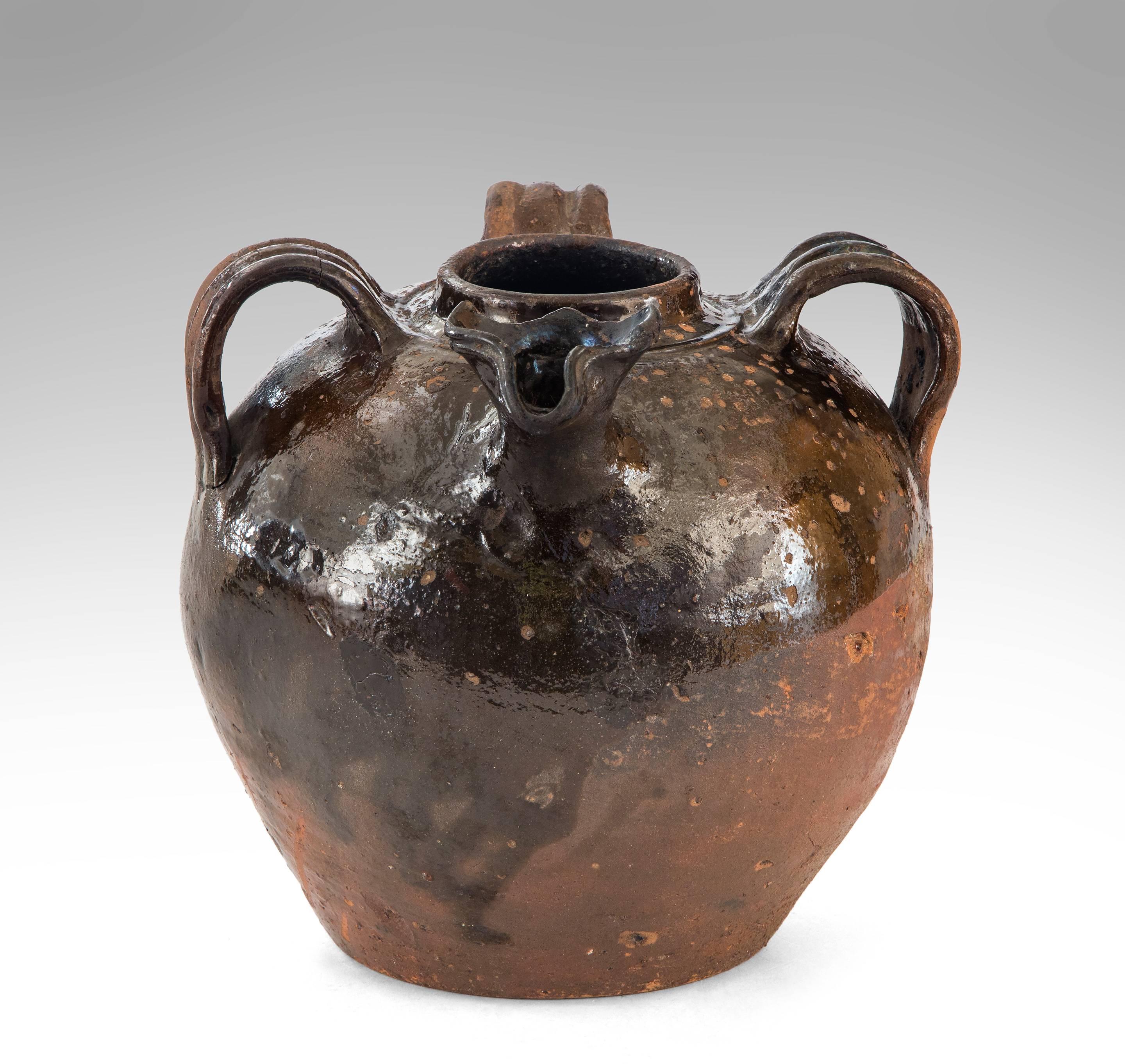 A French Perigord Ceramic Jug In Good Condition For Sale In New York, NY