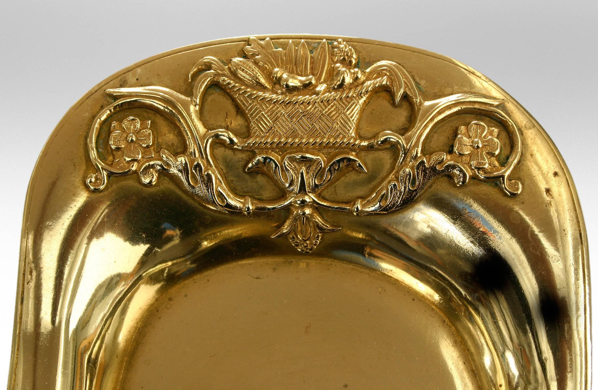 19th Century A Swedish Neoclassical Brass Pen Tray / Butter Dish