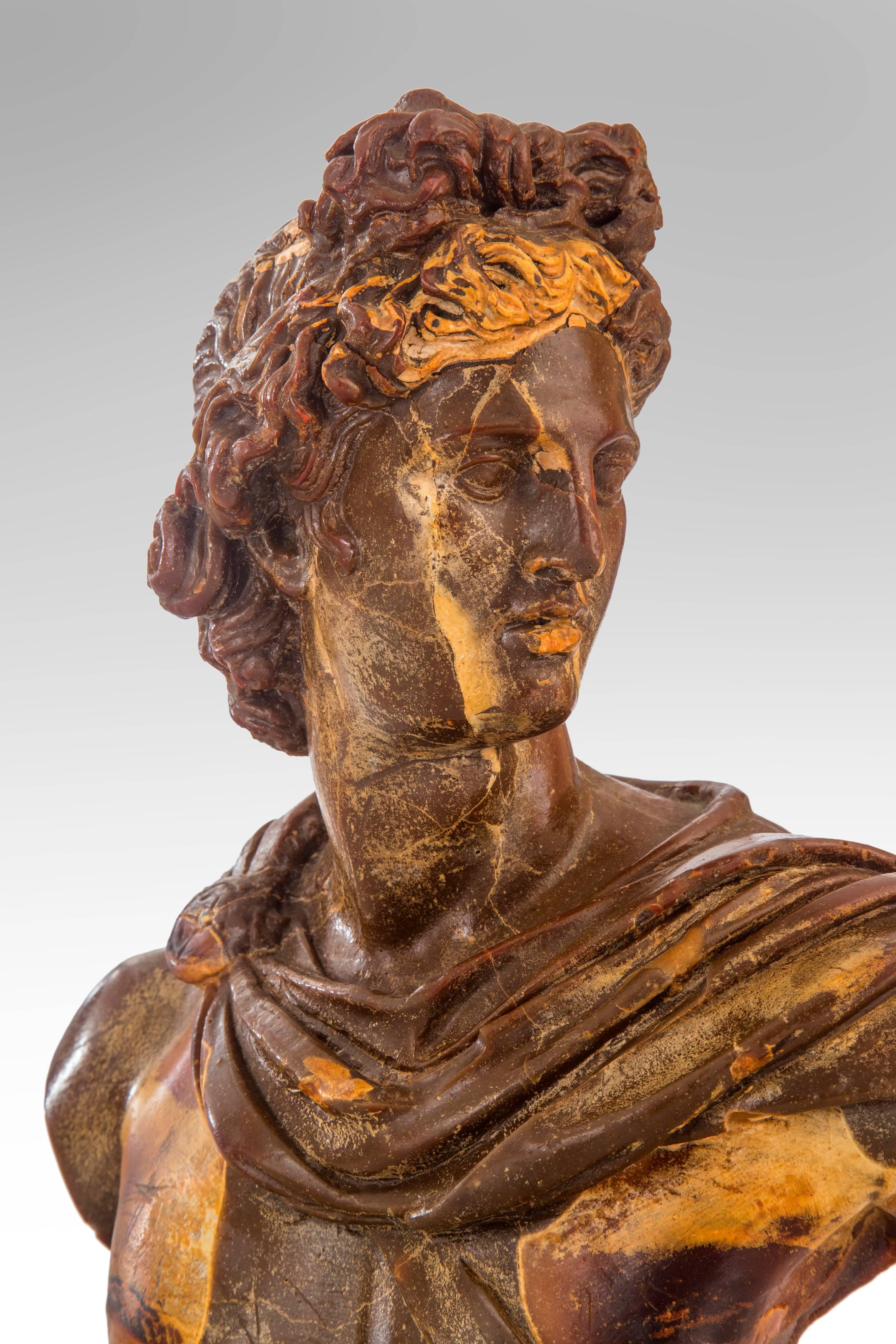 19th Century An Unusual Composition Bust of Apollo
