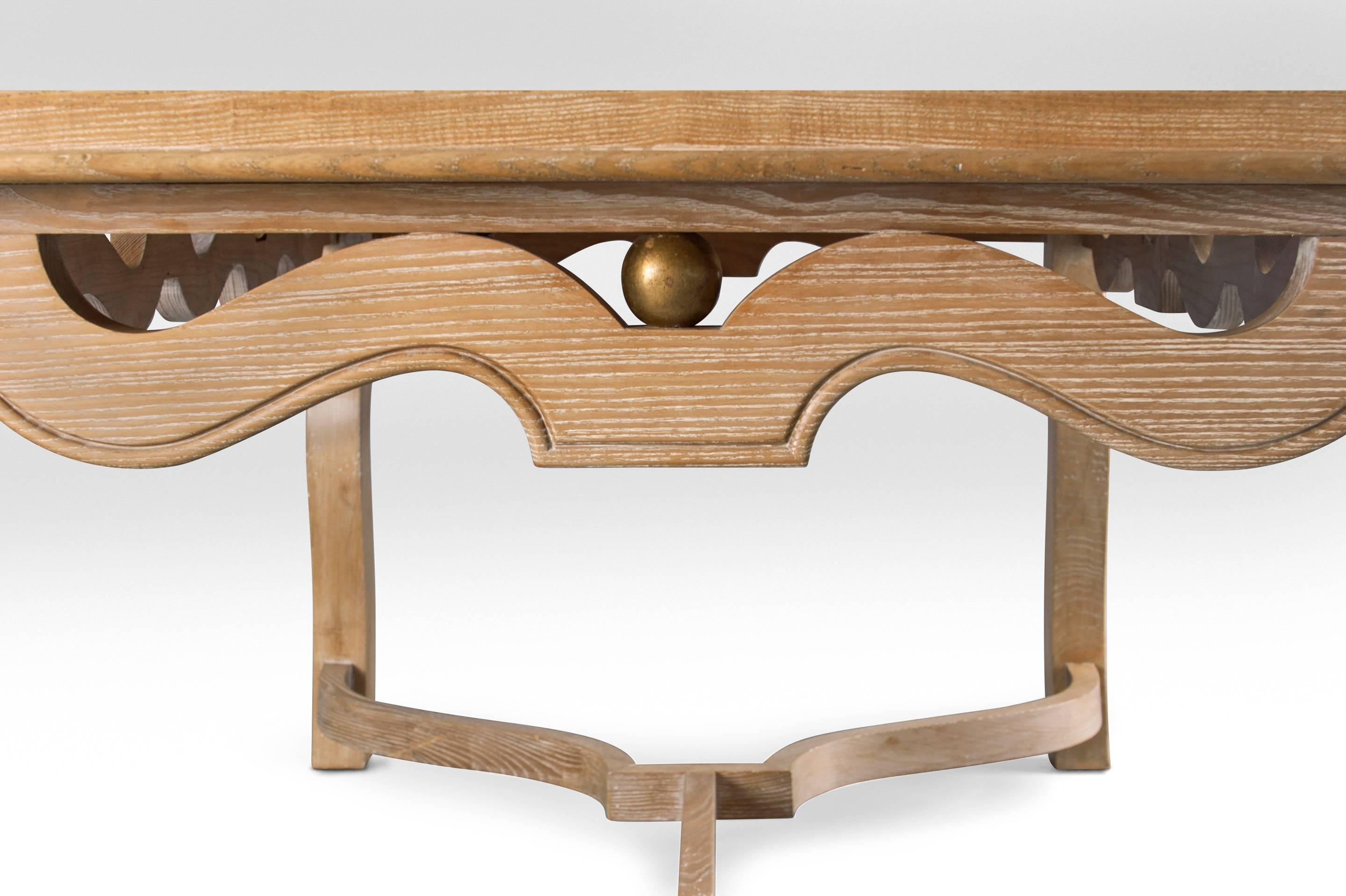 Modern A Large French Gilded & Cerused Oak Center / Dining Table  For Sale