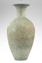 Gunnar Nylund for Rörstrand, Swedish Green Speckle Glazed Ceramic Vase / Lamp