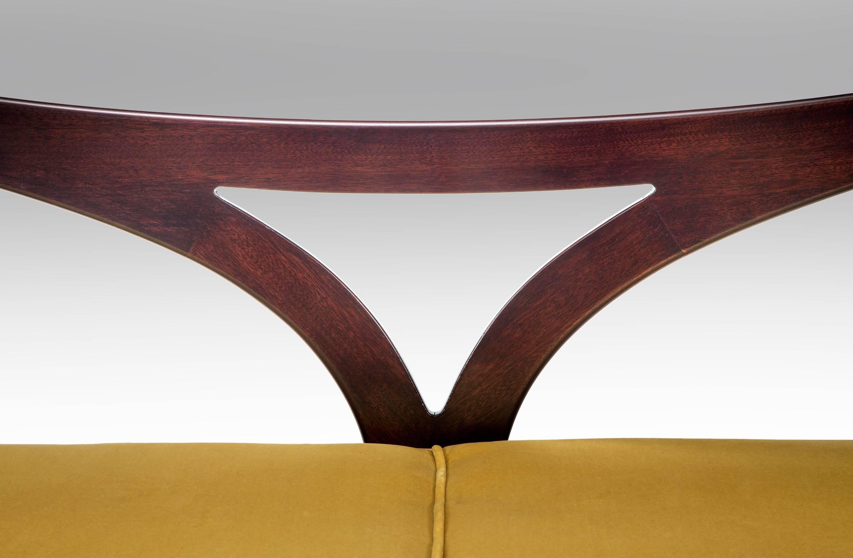 20th Century Paolo Buffa, An Italian Upholstered and Mahogany Sofa / Bench 