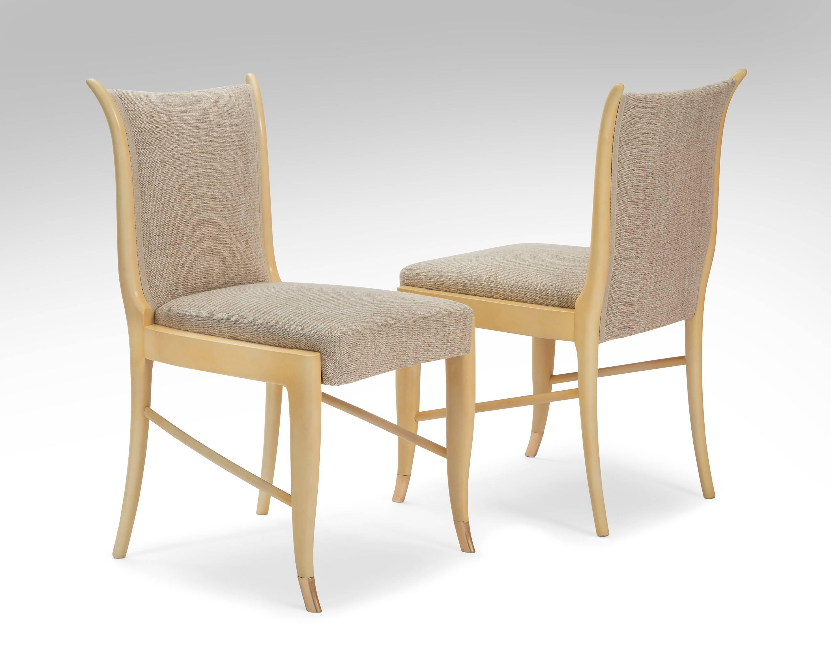 Modern Guglielmo Ulrich, Attributed, Set of 8 Italian Lacquered and Upholstered Chairs