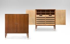 Paolo Buffa, Pair of Italian Brass, Maple and Golden Teak Cabinets