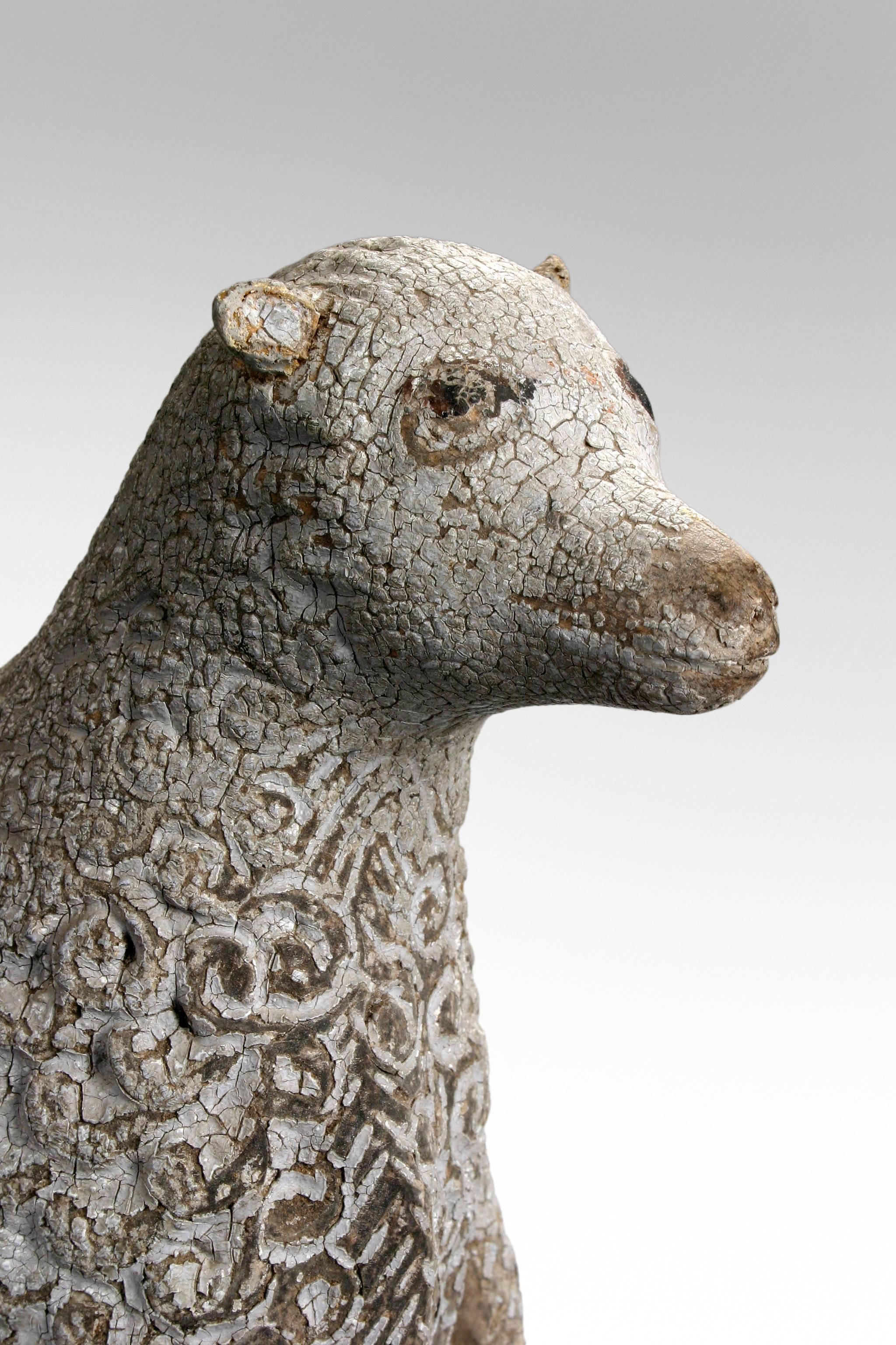 Swedish Painted Wood Sculpture of a Lamb In Good Condition In New York, NY