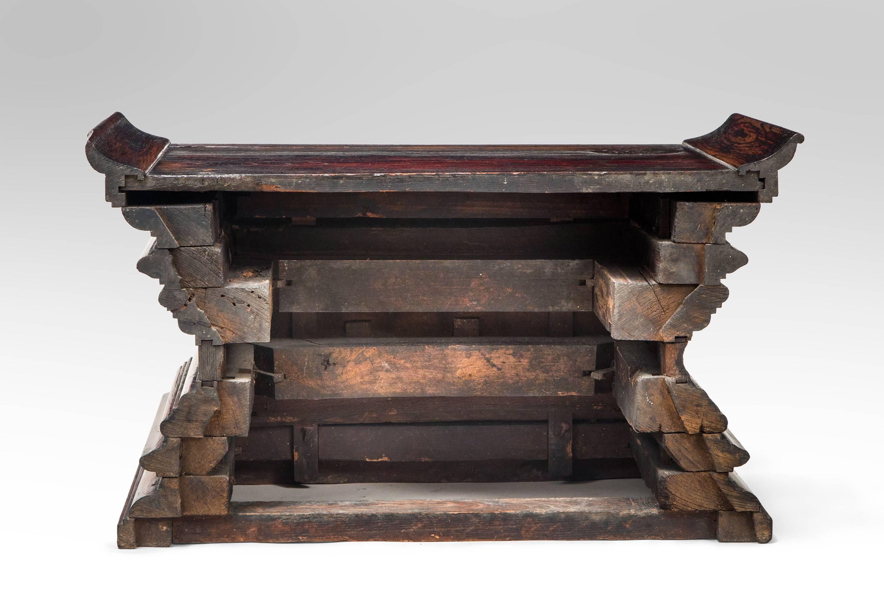 18th Century and Earlier Japanese Pawlonia and Keyaki Wood Altar, Edo Period