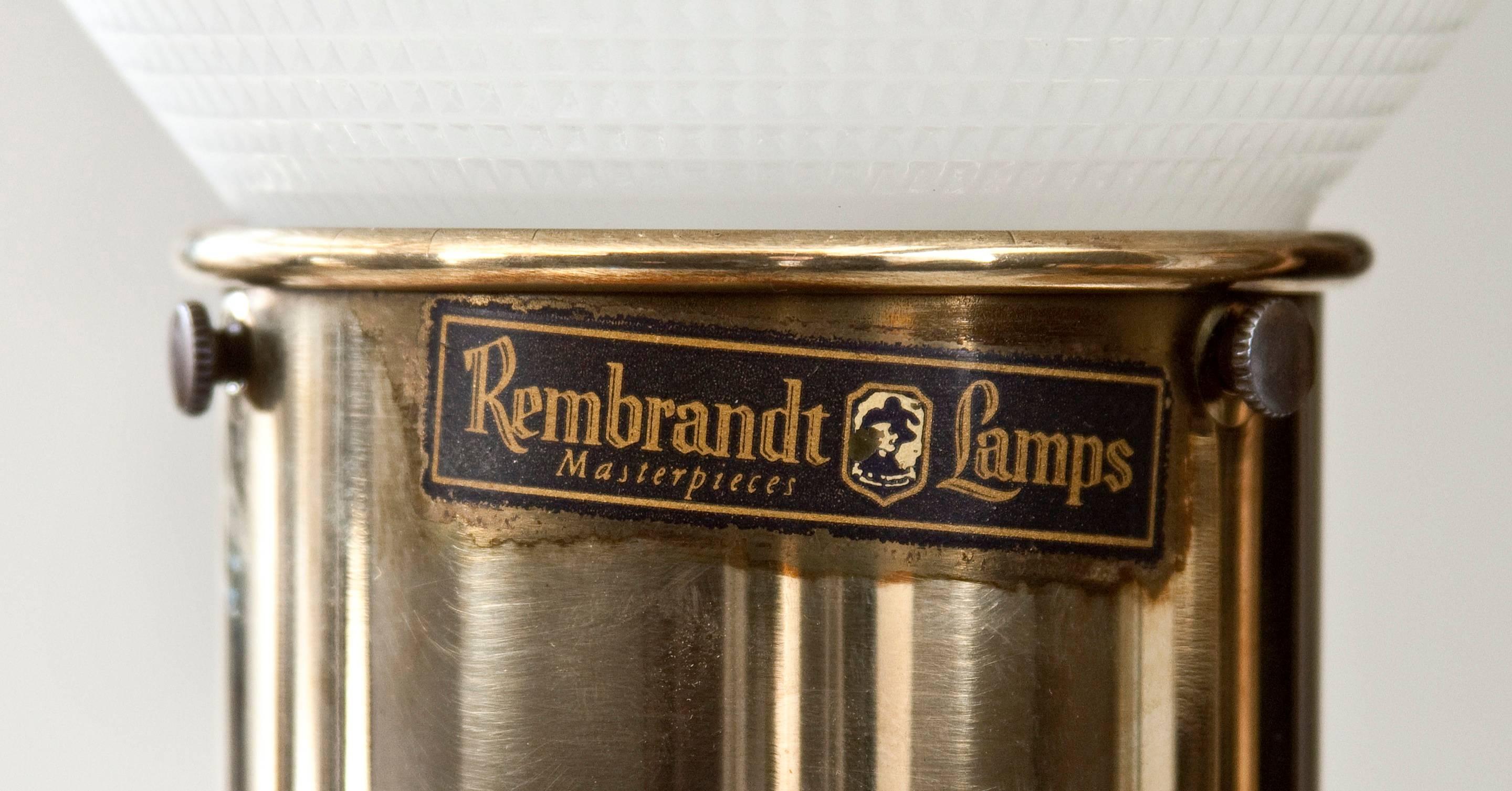 20th Century Rembrandt, Pair of American Lacquered Obelisk Lamps with Original Period Shade
