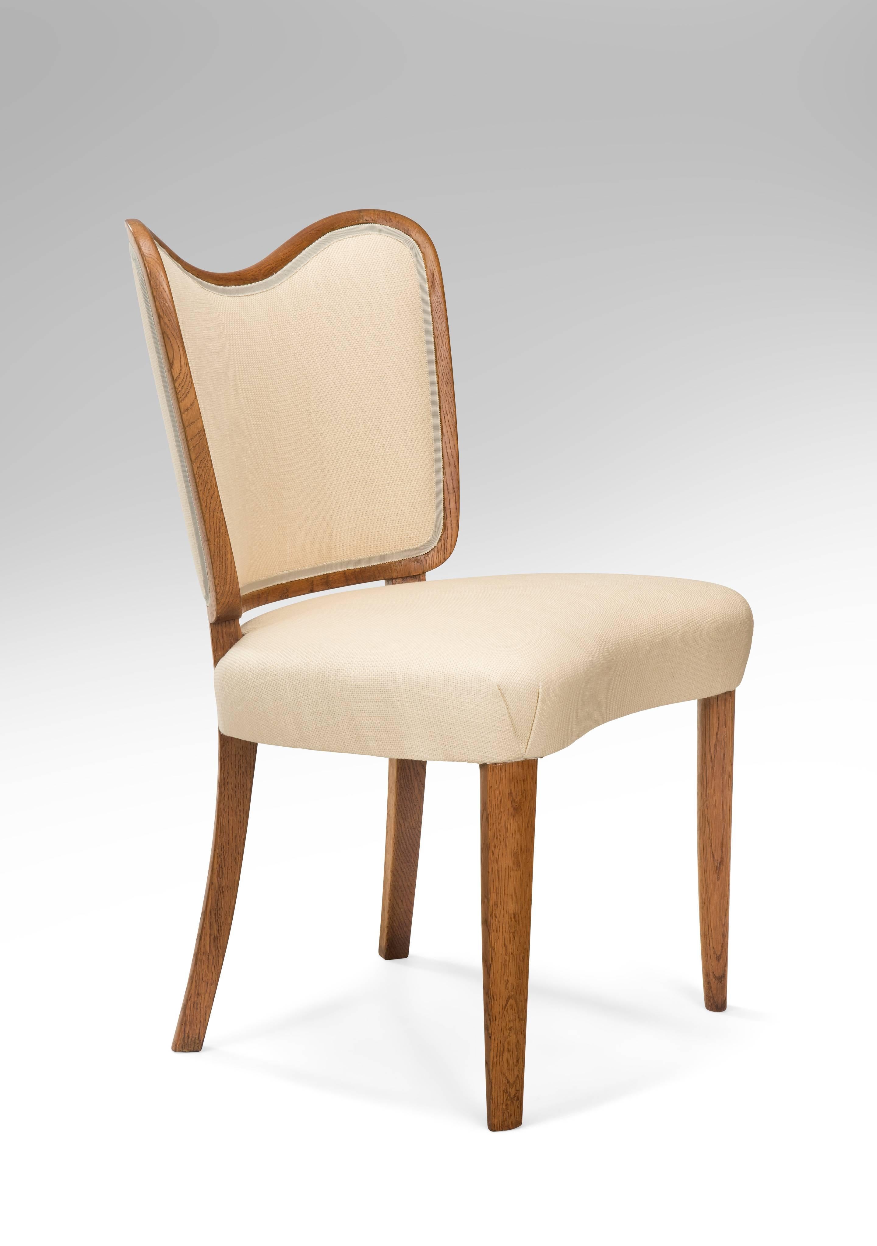 Modern Axel Einar Hjorth, Pair of Curvaceous Swedish Oak Side Chairs