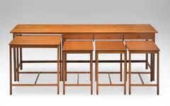 John Kandell, Rare and Early Swedish Low Sideboard and Nesting Teak Table Set
