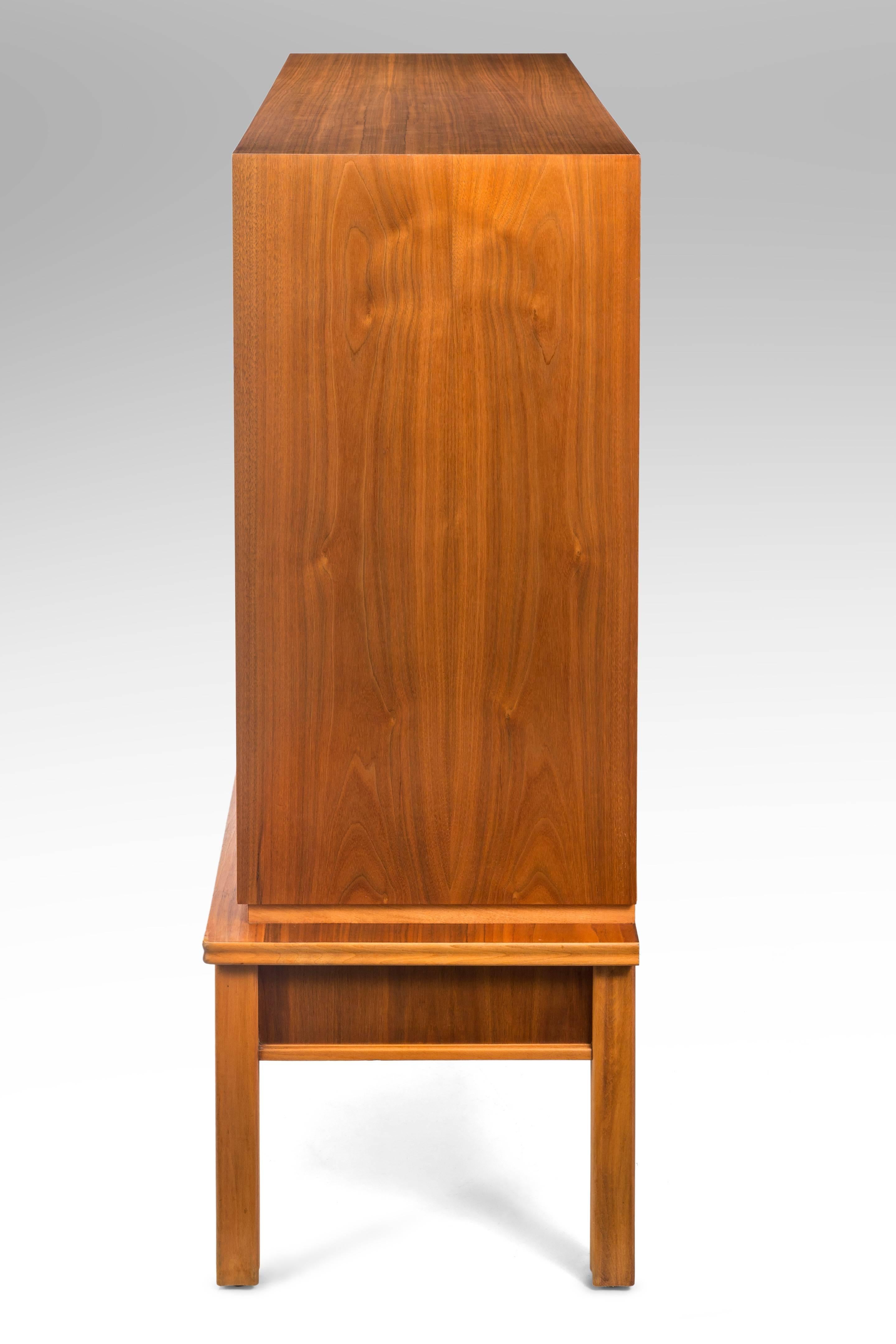20th Century Oscar Nilsson, Attributed, Swedish Walnut and Beech Cabinet For Sale