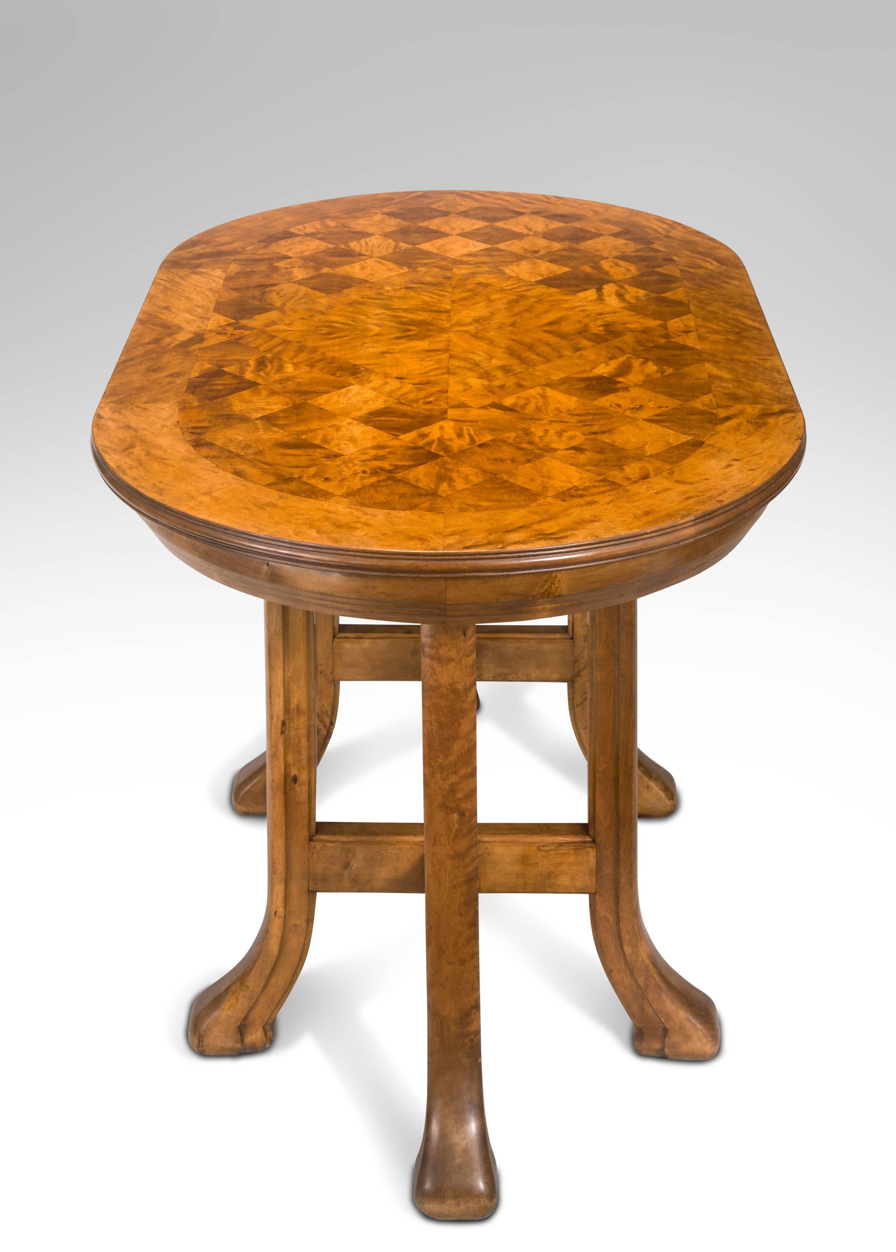 Rare Swedish Jugendstil Oval Satin Birch Table For Sale 5
