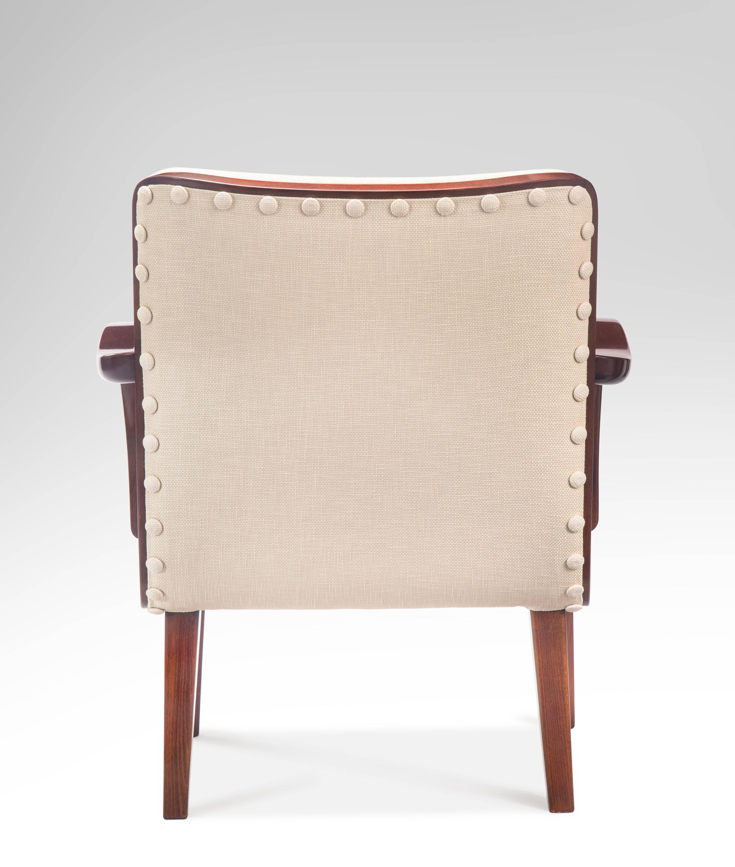 Axel Larsson for Bodafors, Attributed, Swedish Upholstered Beech Armchair 1