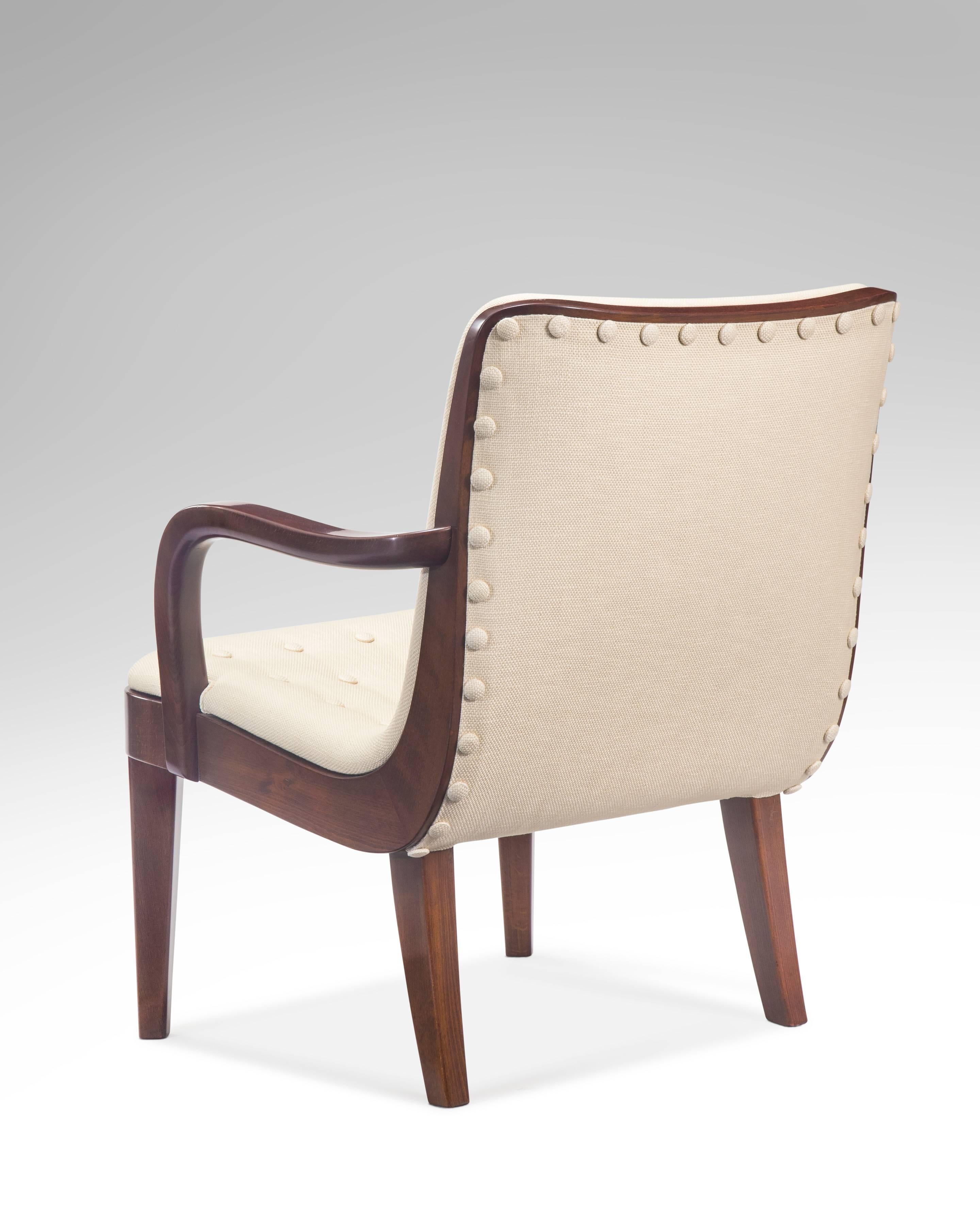20th Century Axel Larsson for Bodafors, Attributed, Swedish Upholstered Beech Armchair