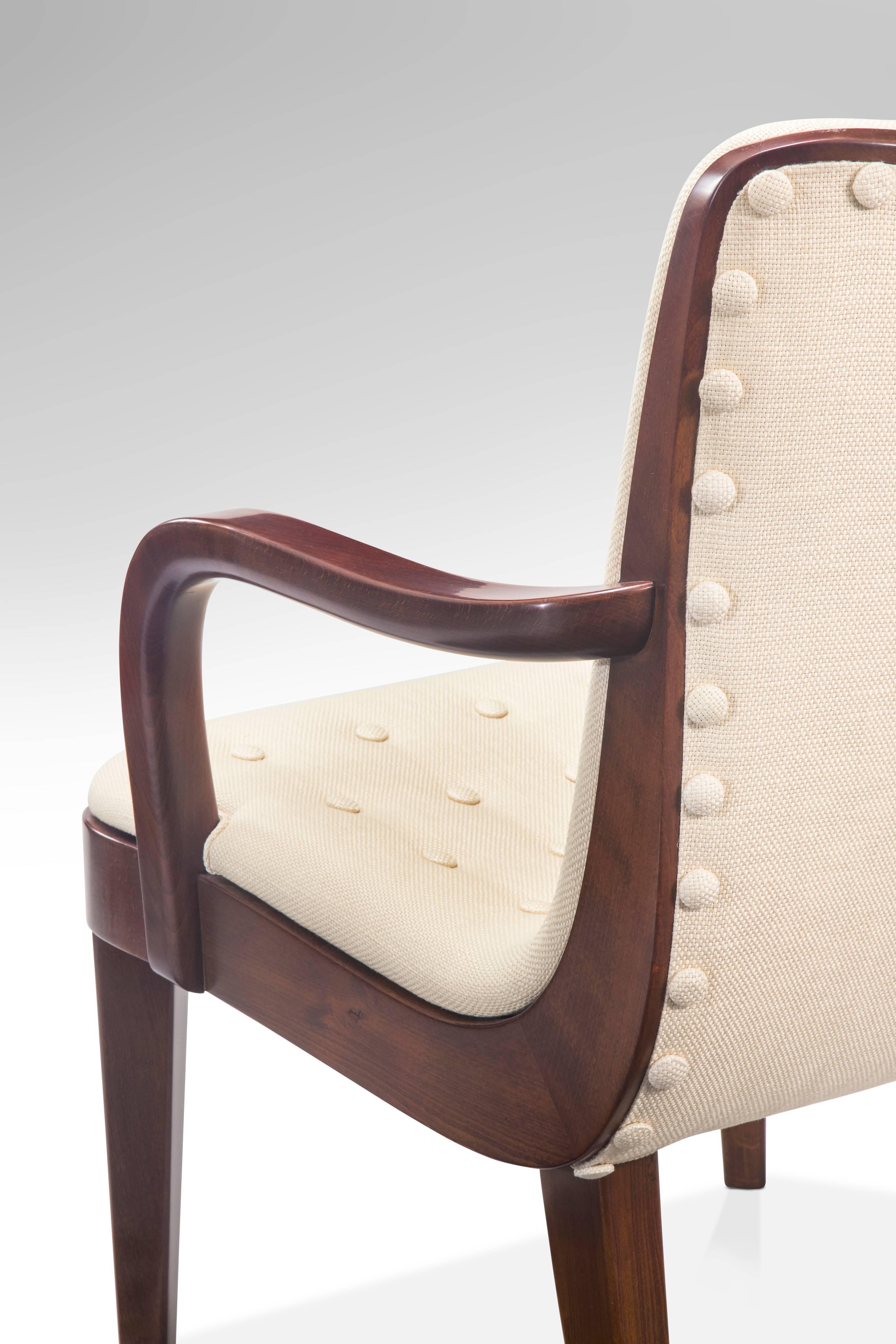 Upholstery Axel Larsson for Bodafors, Attributed, Swedish Upholstered Beech Armchair