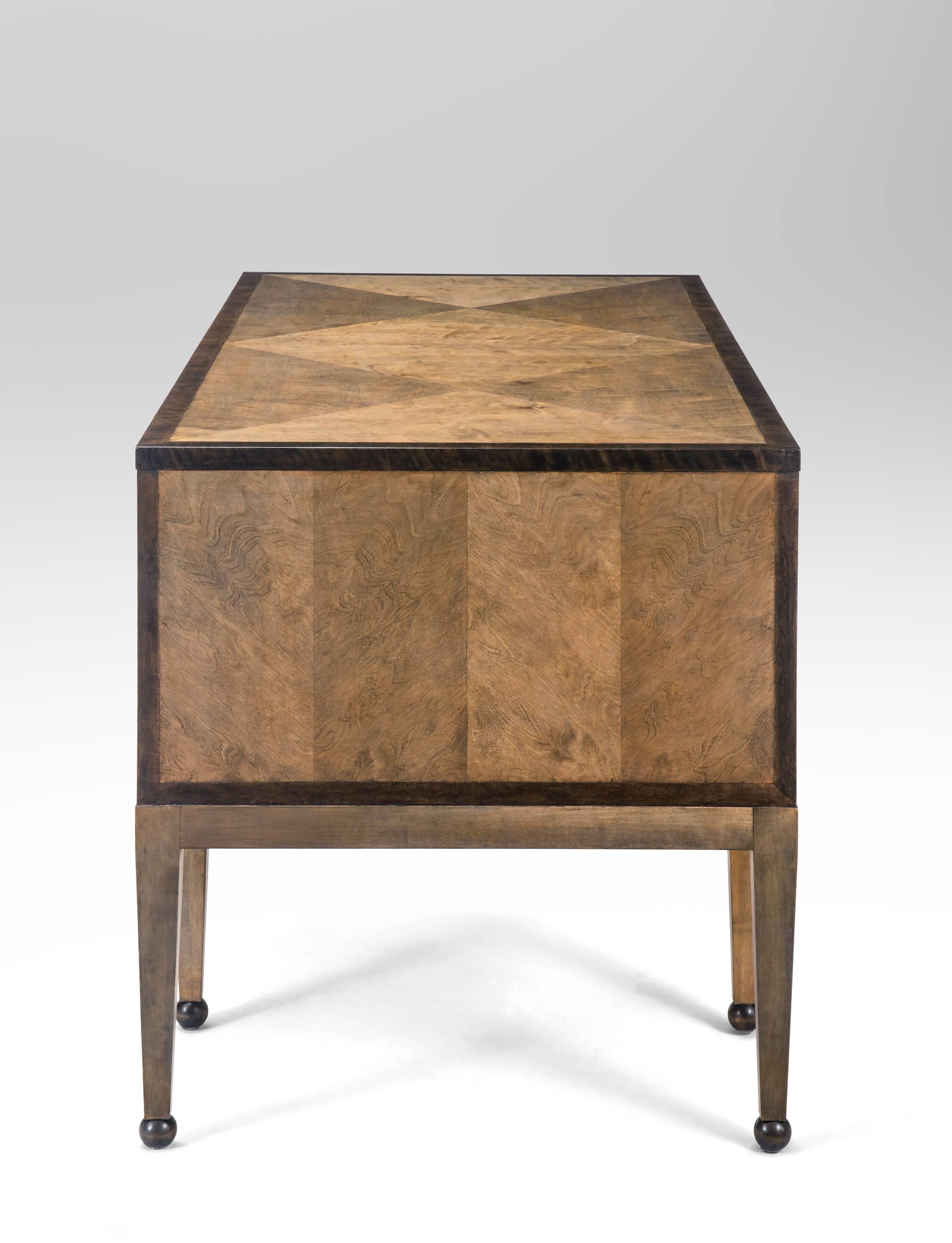 Art Deco Carl Malmsten for Bodafors, attributed, Swedish Grace Period Birch Pedestal Desk For Sale