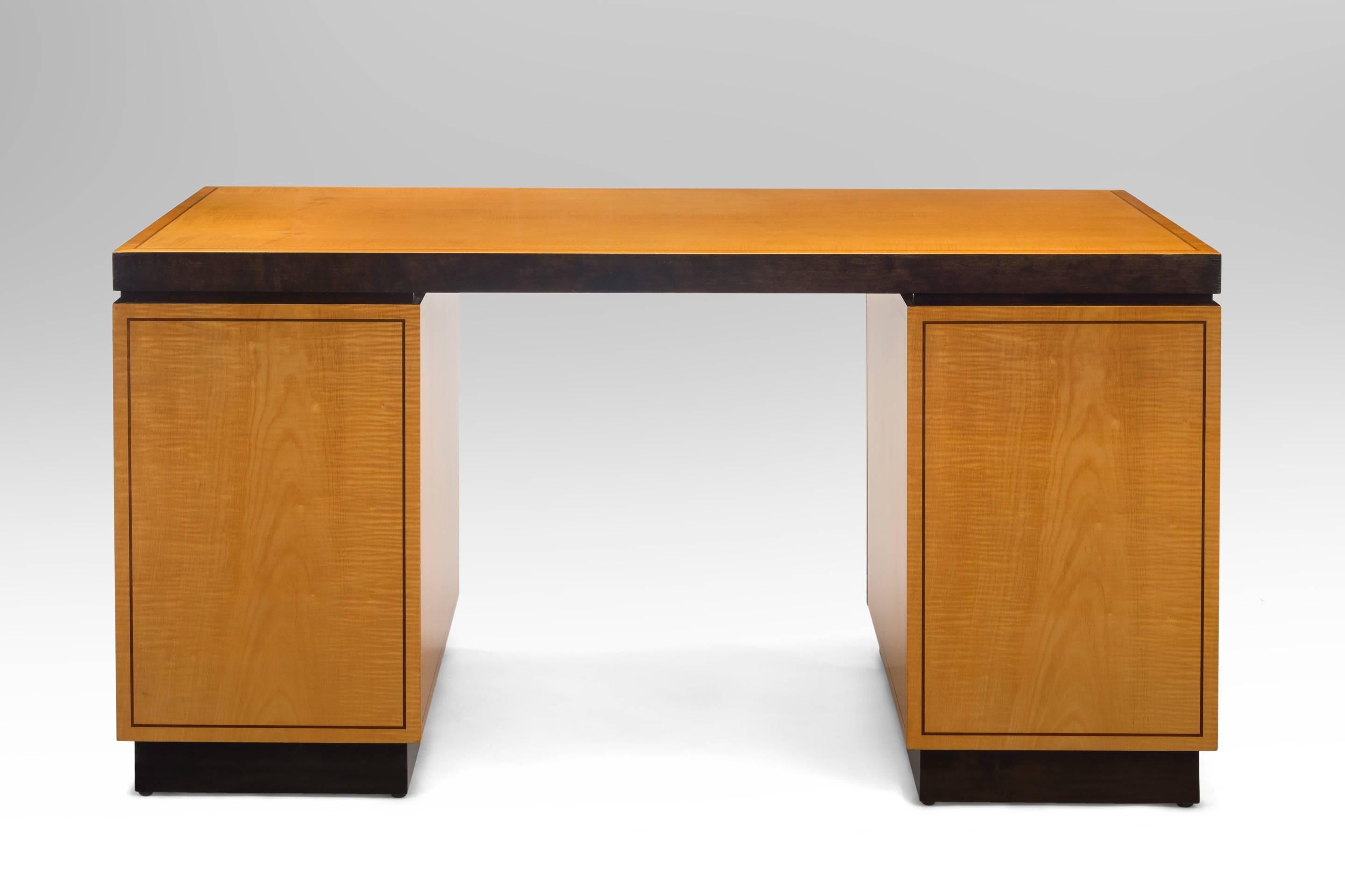 Axel-Einar Hjorth for Nordiska Kompaniet, Swedish Birch & Sycamore Pedestal Desk 3