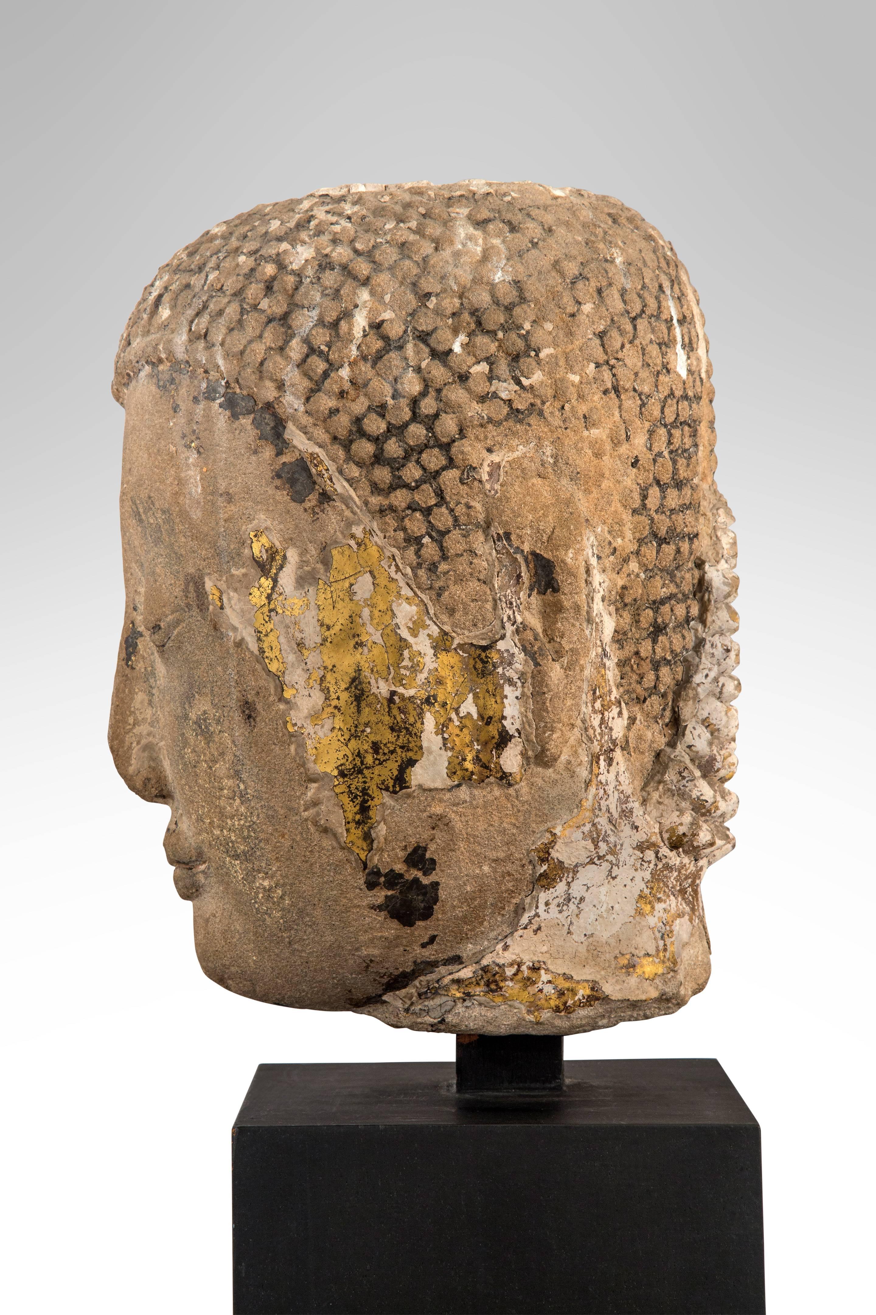18th Century and Earlier Thai Stone Bust of Buddha