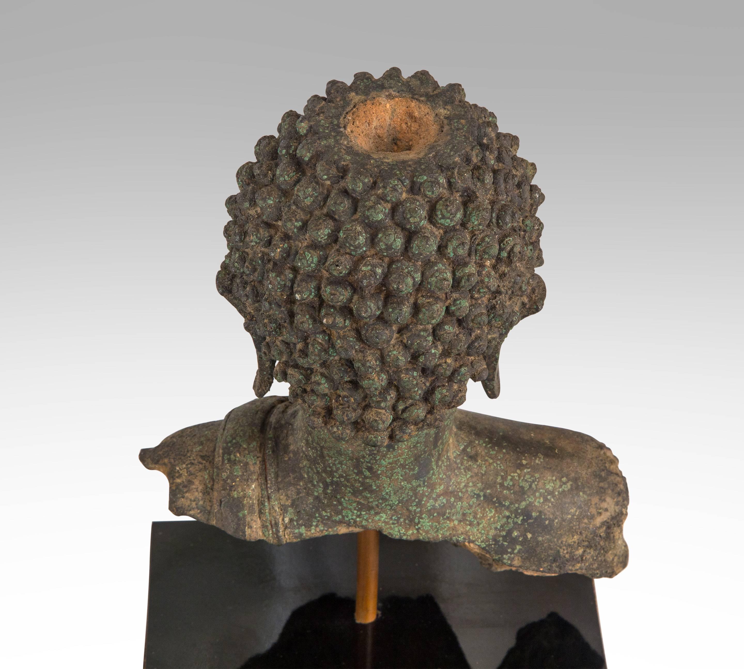 Chiang Saen Period Thai Patinated Bronze Buddha Head 2