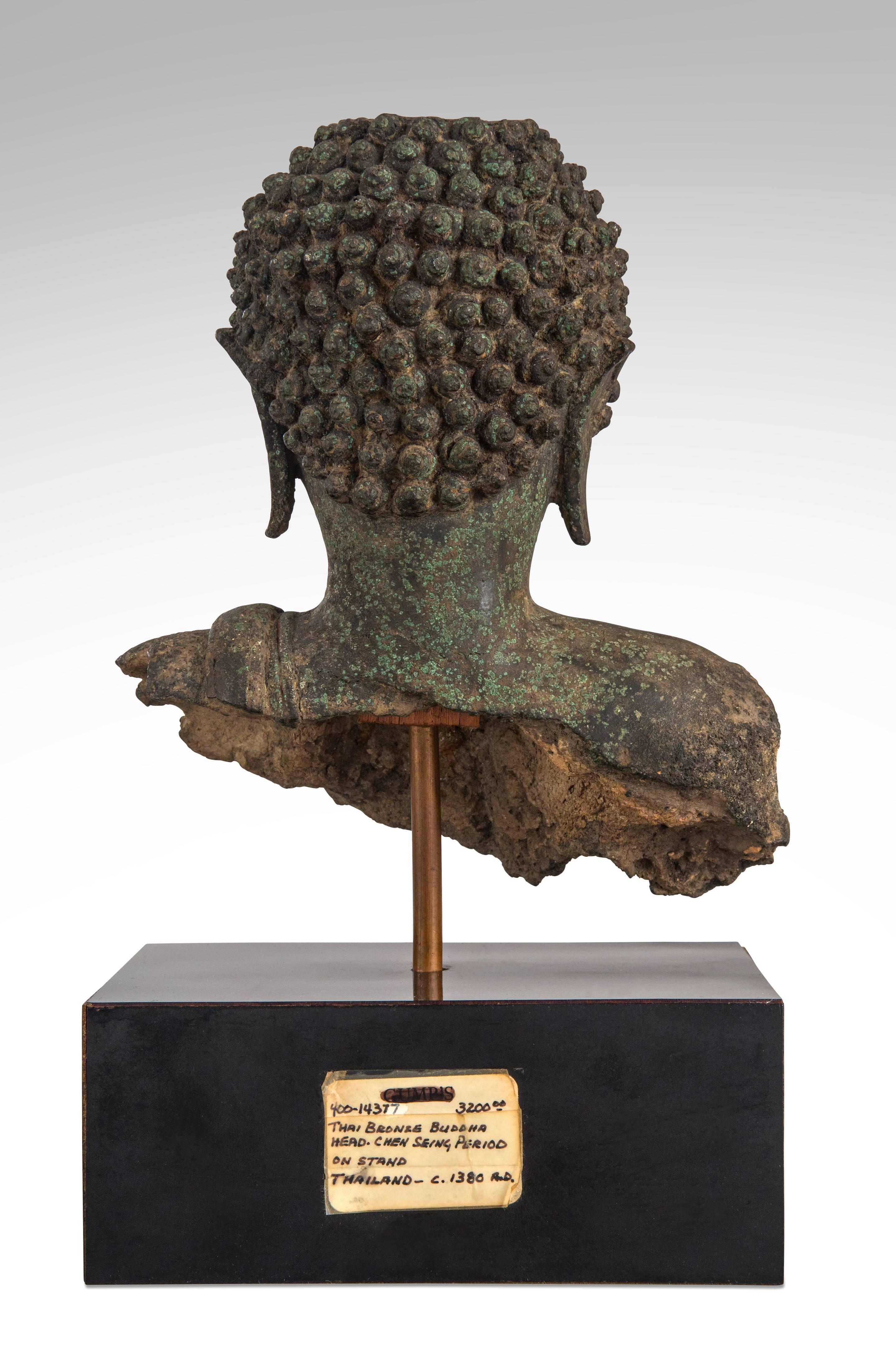 Chiang Saen Period Thai Patinated Bronze Buddha Head 1