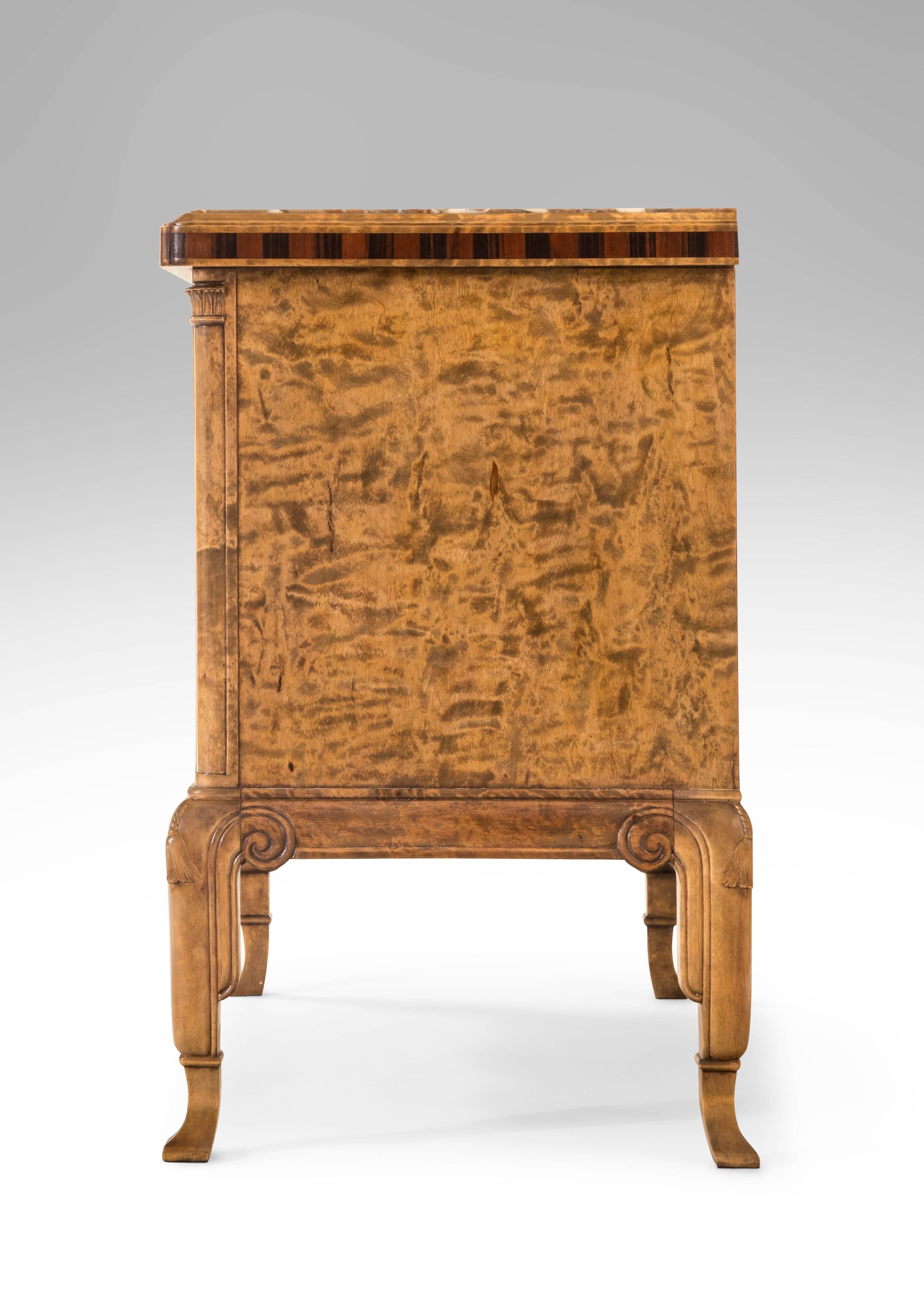 A Swedish Grace Period Marble and Marquetry Commode In Excellent Condition In New York, NY