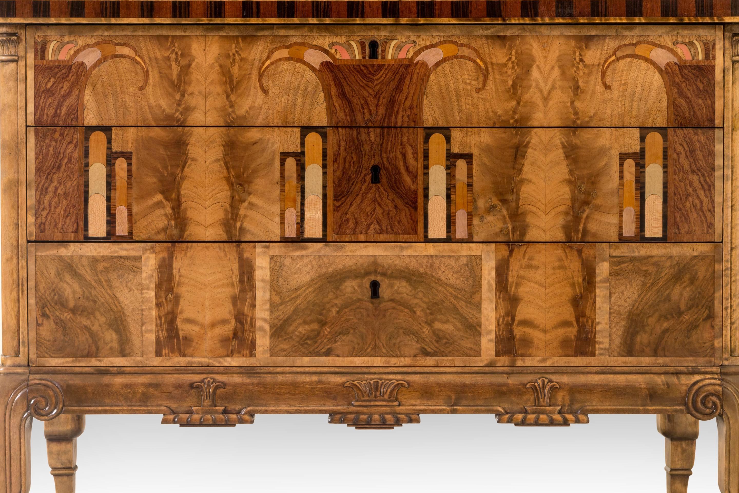 Early 20th Century A Swedish Grace Period Marble and Marquetry Commode