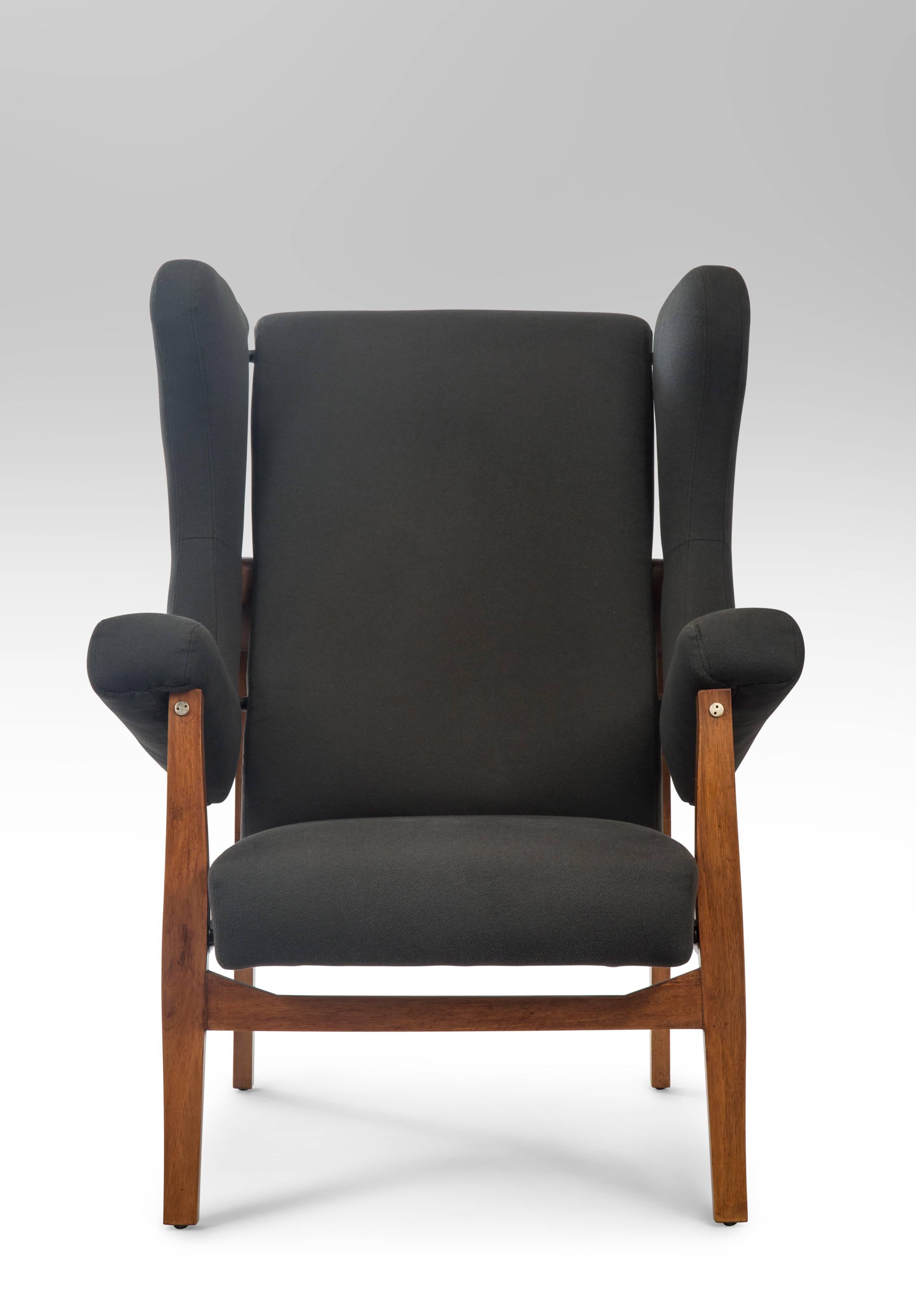 Mid-Century Modern Franco Albini, Pair of Rare Italian Fiorenza Upholstered Armchairs